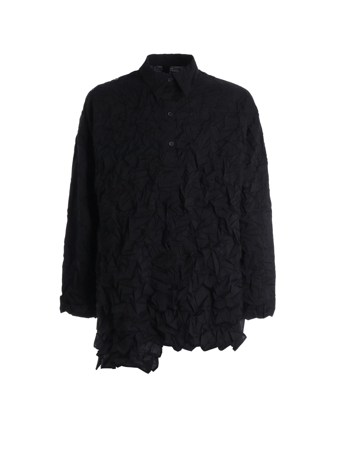 CRUSHED FABRIC DATCHED DOLMAN SHIRT