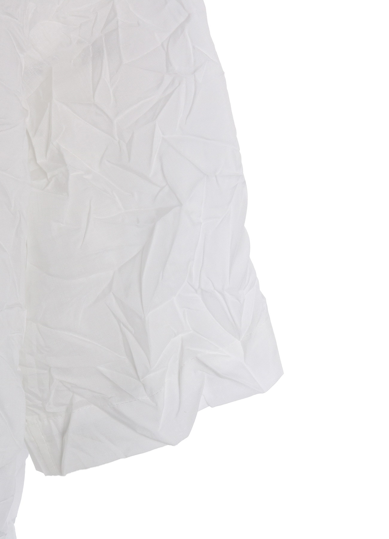 CRUSHED FABRIC OPEN COLLAR BACK GATHER SHIRT