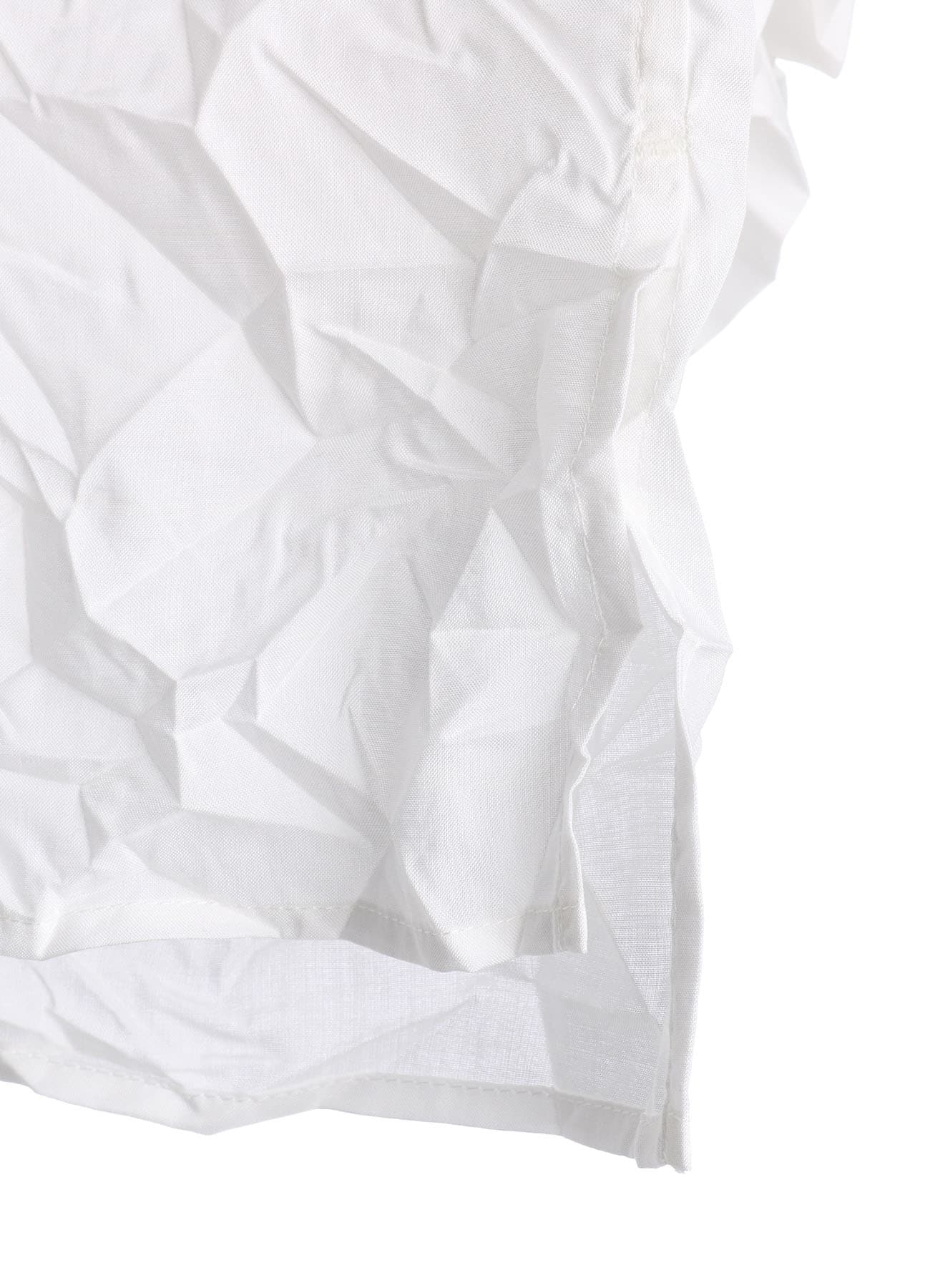 CRUSHED FABRIC OPEN COLLAR BACK GATHER SHIRT