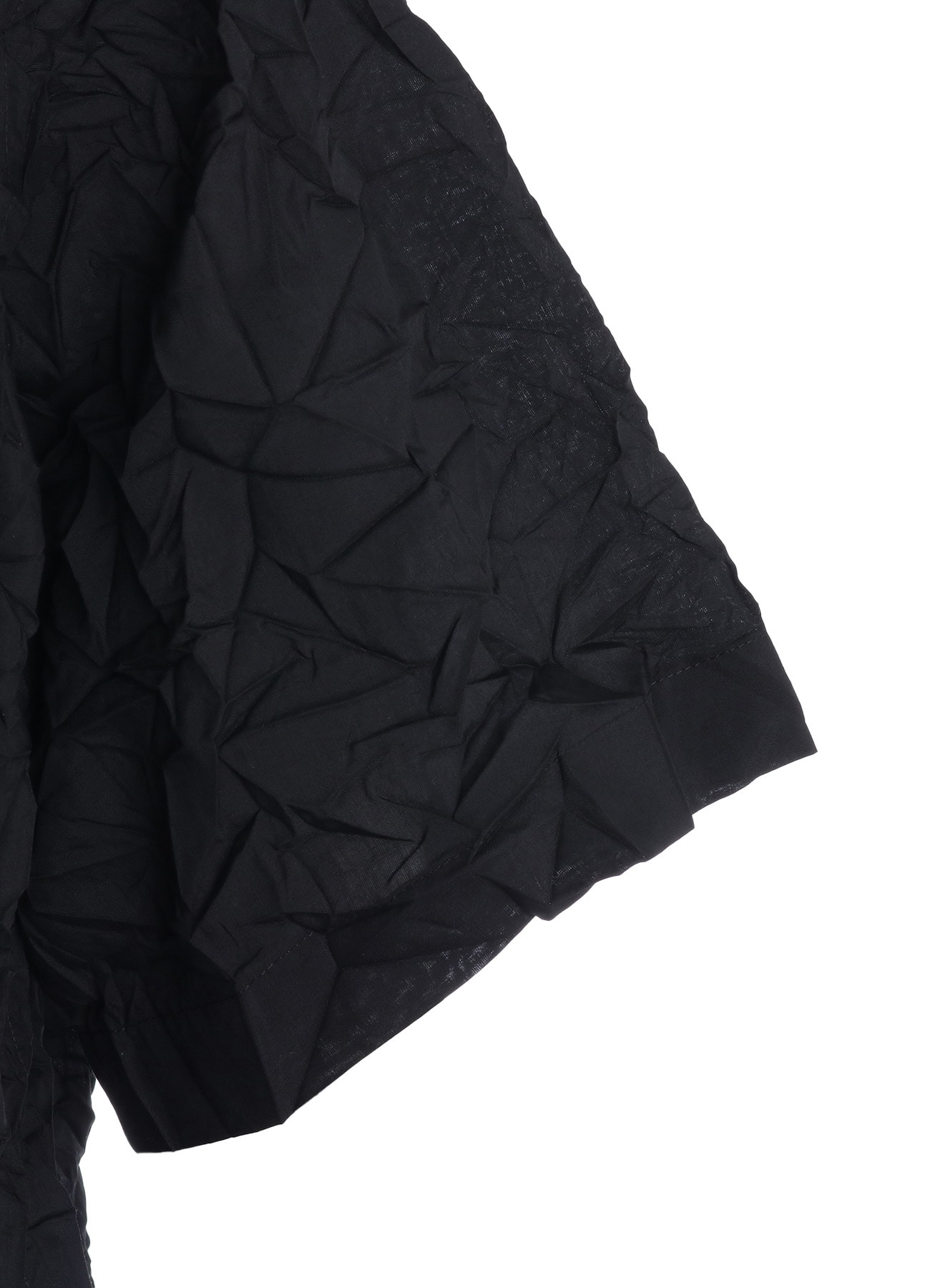 CRUSHED FABRIC STAND COLLAR BACK GATHER SHIRT