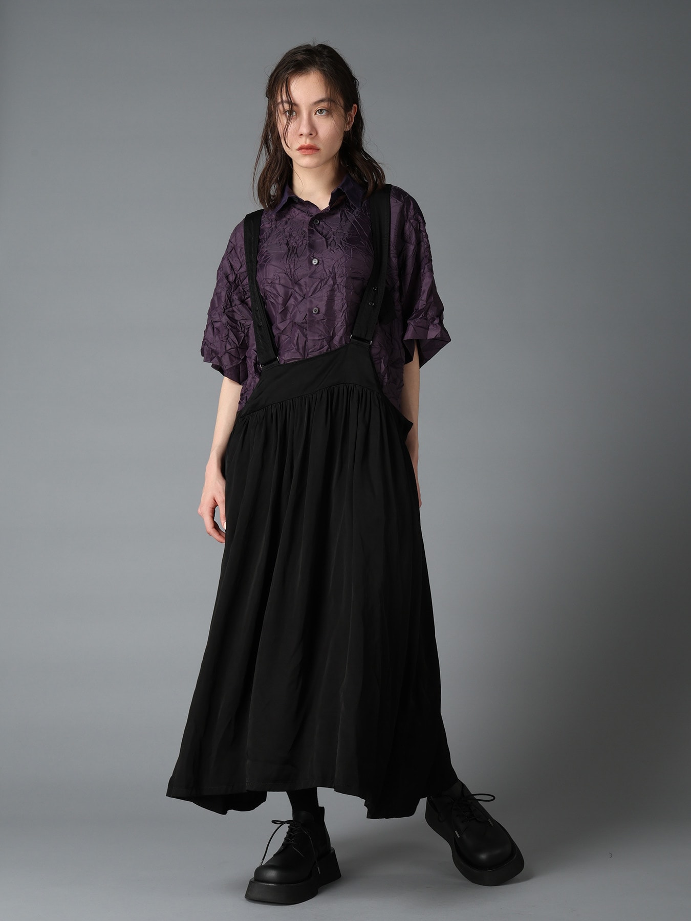 CRUSHED FABRIC SHORT SLEEVE SHIRT