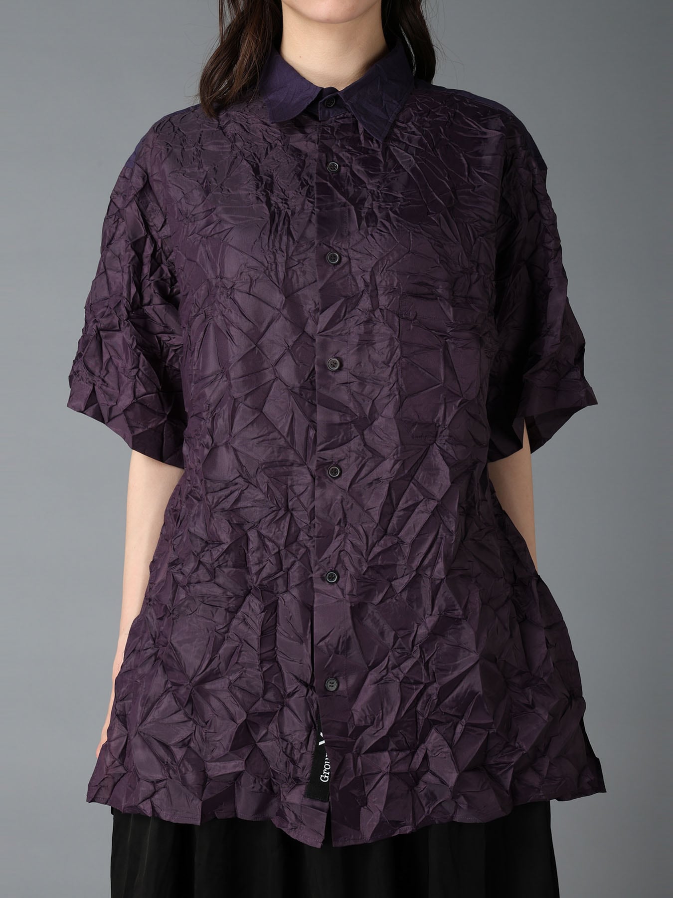 CRUSHED FABRIC SHORT SLEEVE SHIRT