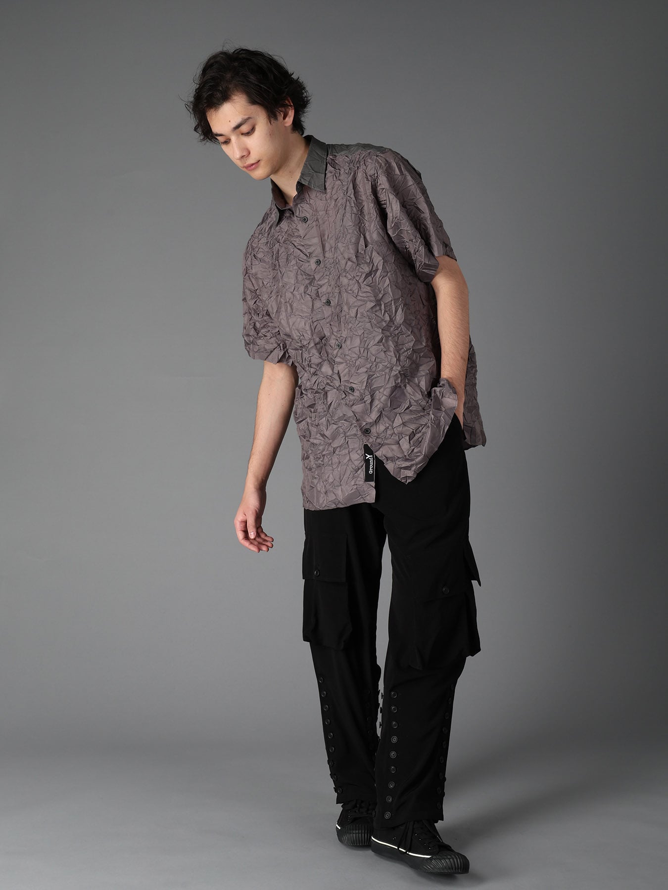CRUSHED FABRIC SHORT SLEEVE SHIRT