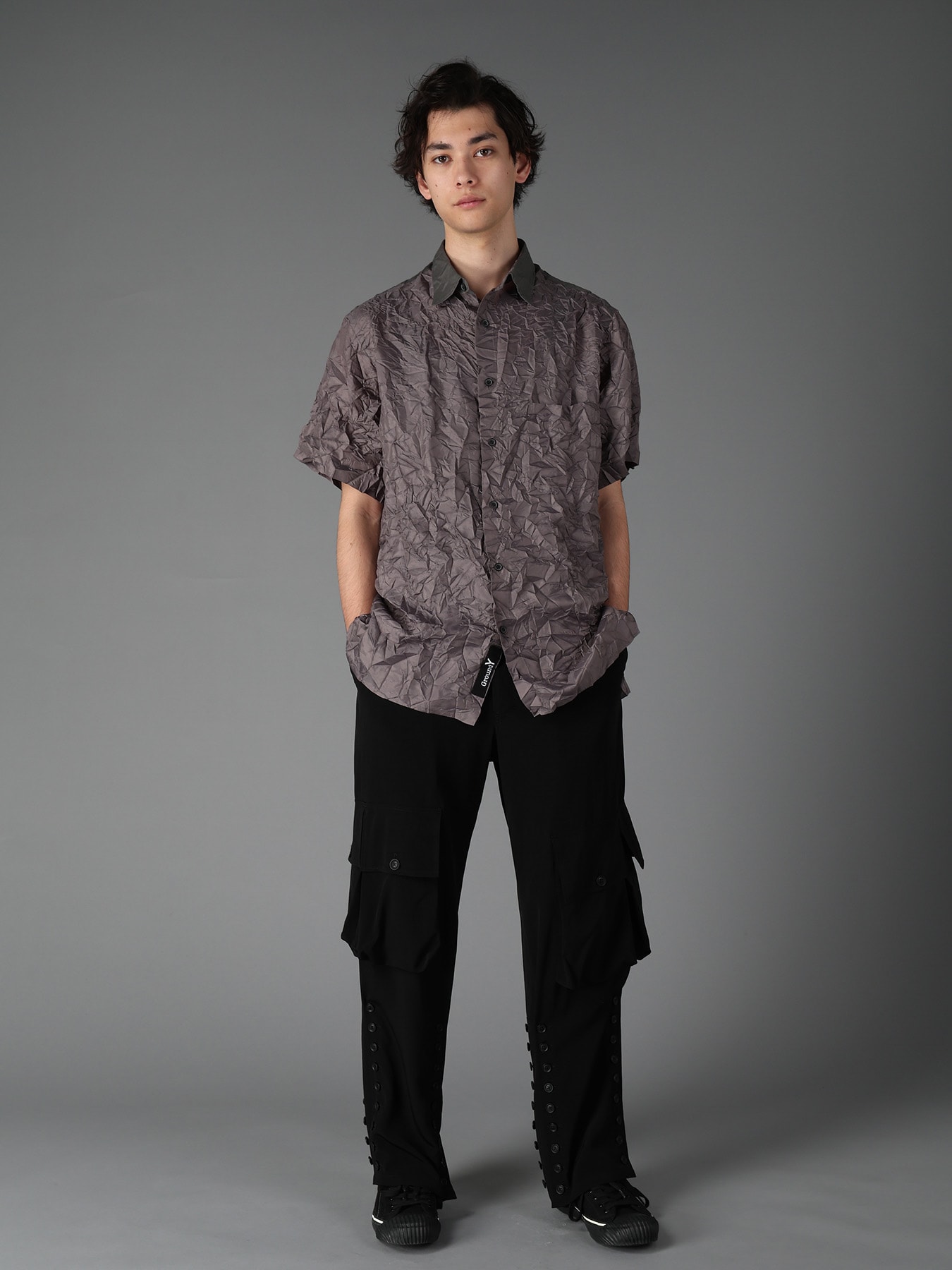 CRUSHED FABRIC SHORT SLEEVE SHIRT