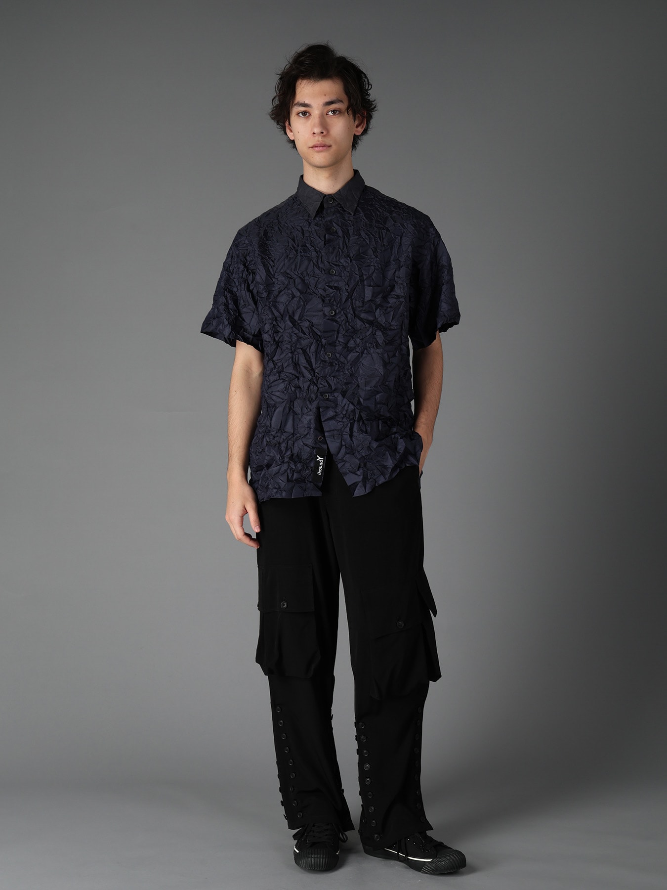 CRUSHED FABRIC SHORT SLEEVE SHIRT