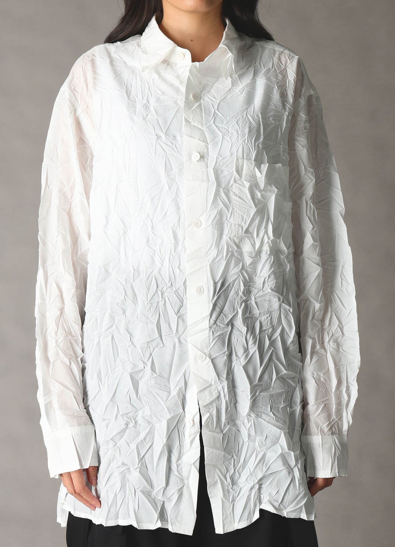CRUSHED FABRIC TRIPLE COLLAR SHIRT
