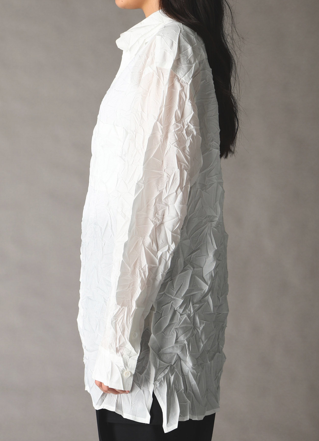 CRUSHED FABRIC TRIPLE COLLAR SHIRT