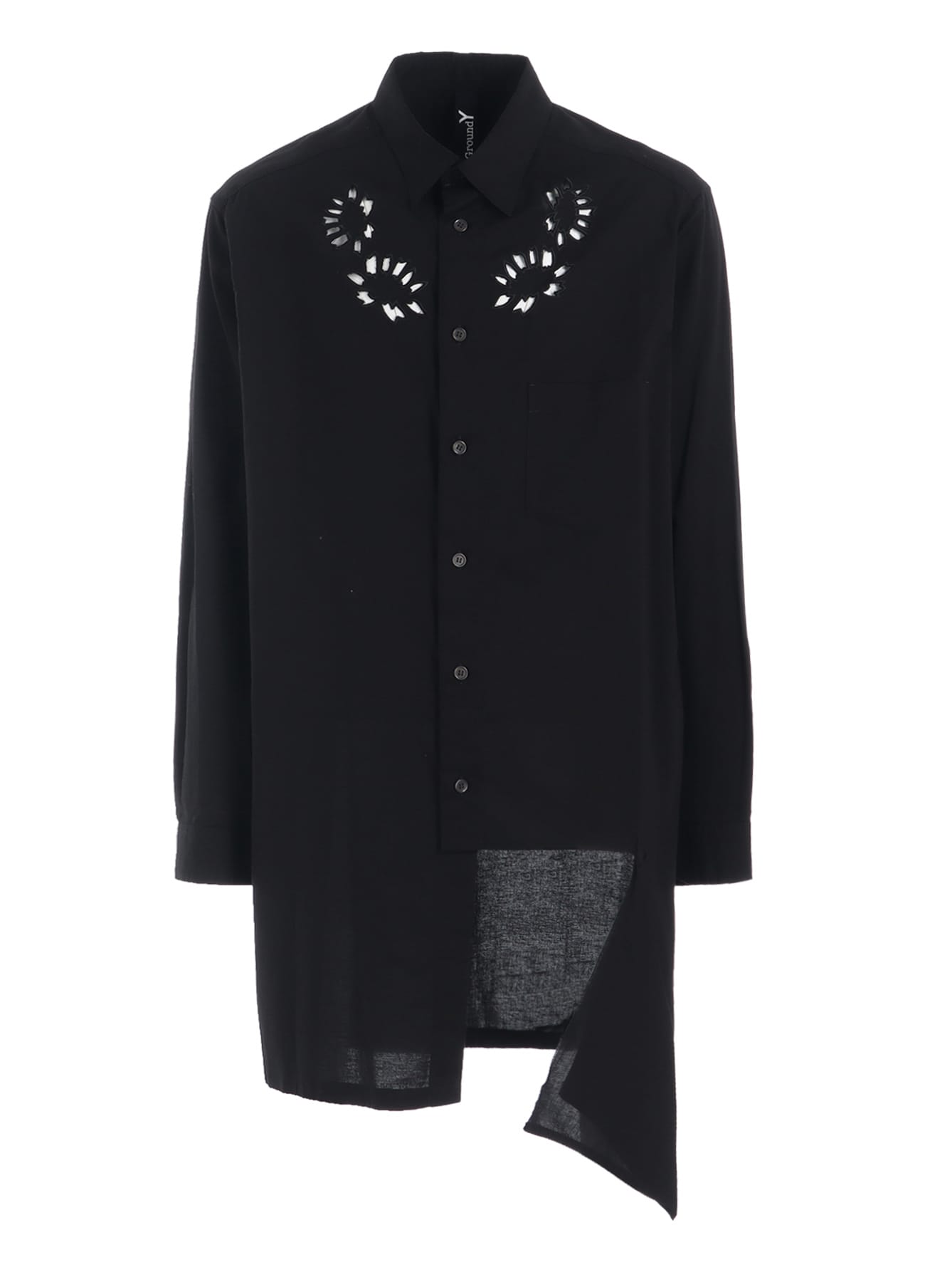 ASYMMETRIC CUTWORK EMBROIDERY LIGHT TWILL SHIRT