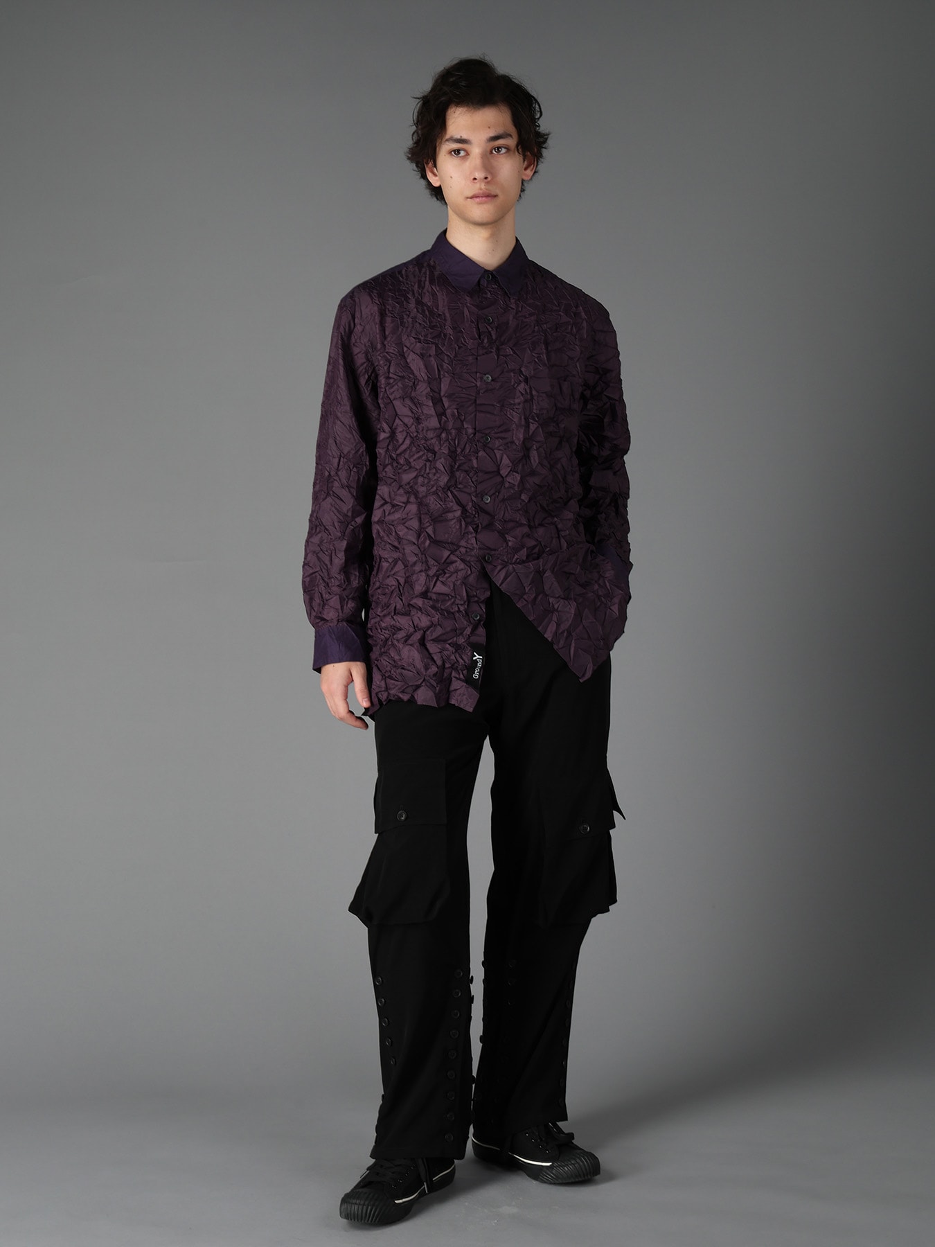 CRUSHED FABRIC LONG SLEEVE SHIRT