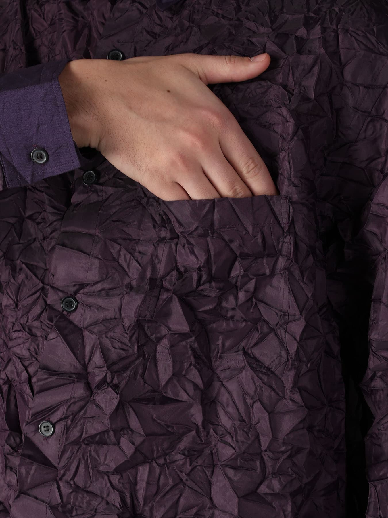 CRUSHED FABRIC LONG SLEEVE SHIRT