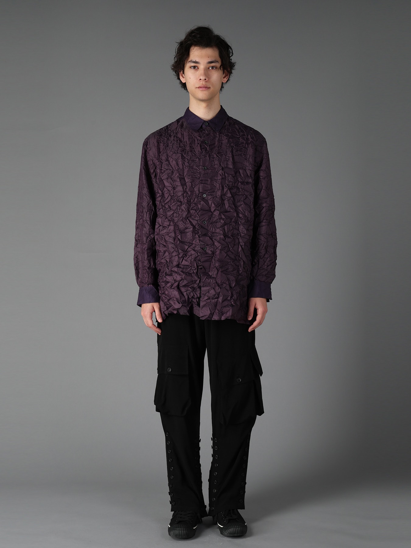 CRUSHED FABRIC LONG SLEEVE SHIRT