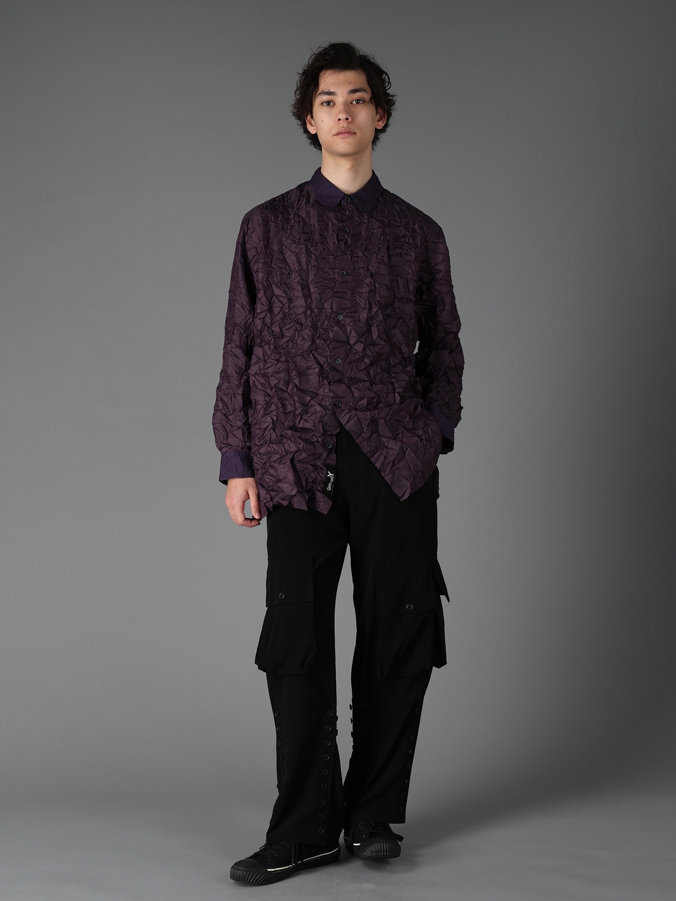 CRUSHED FABRIC LONG SLEEVE SHIRT