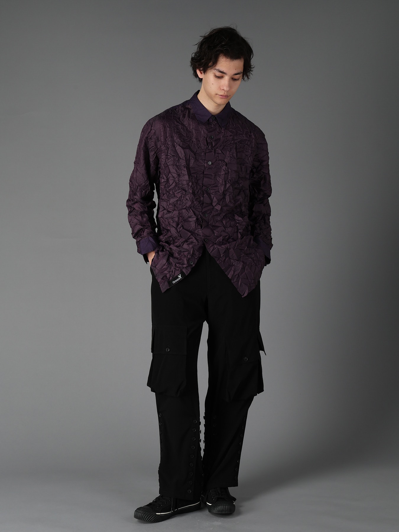 CRUSHED FABRIC LONG SLEEVE SHIRT