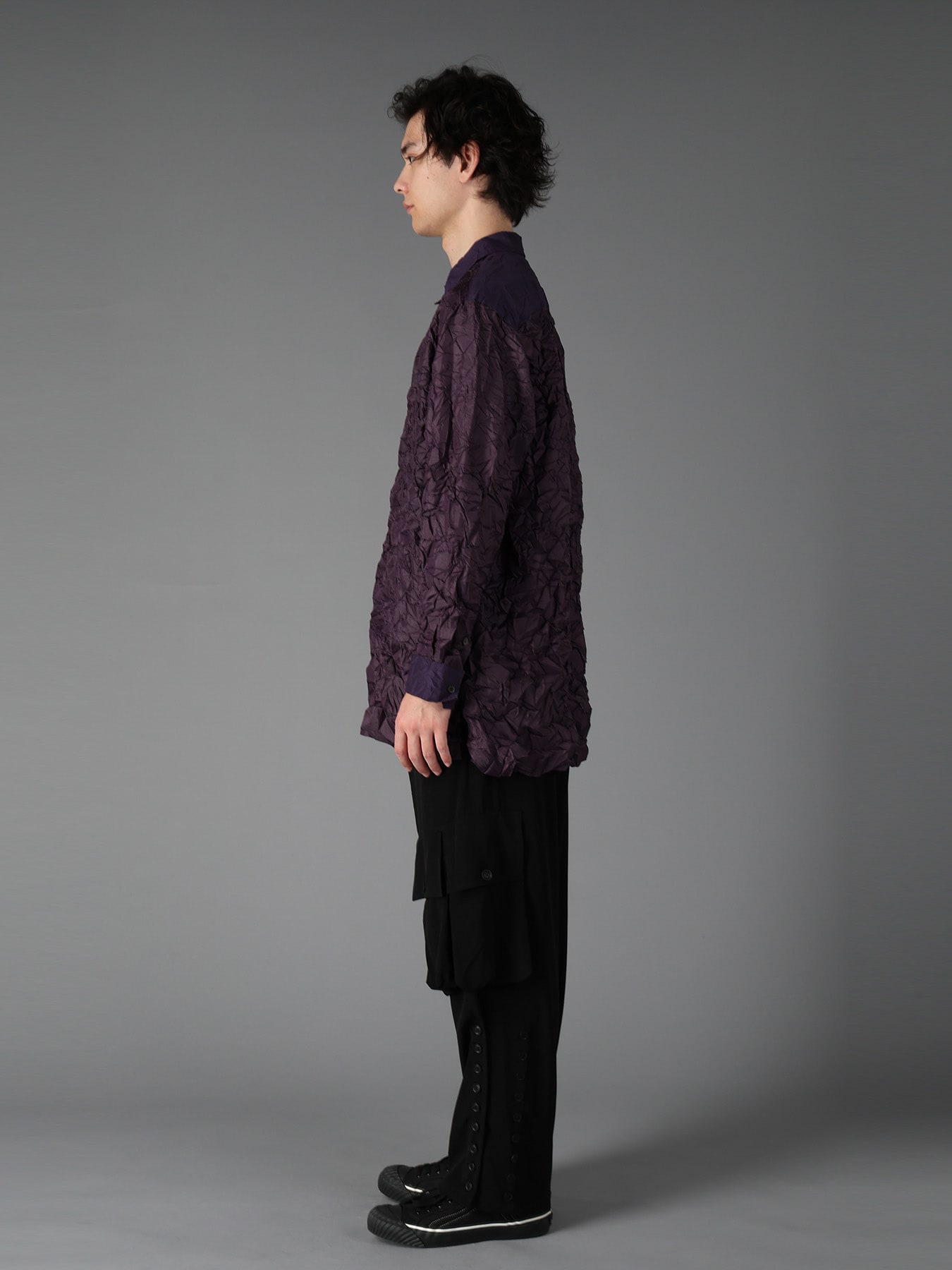 CRUSHED FABRIC LONG SLEEVE SHIRT