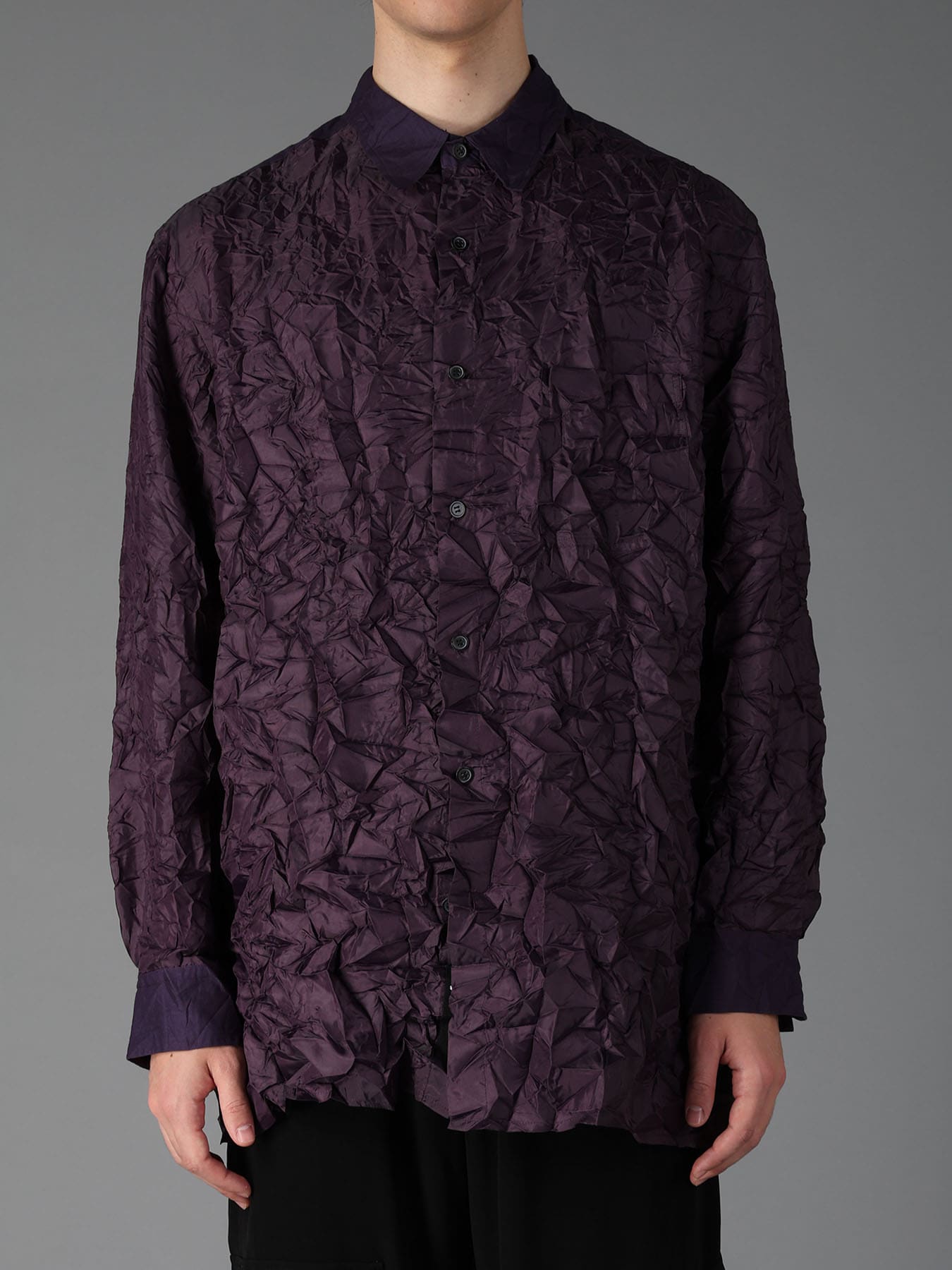 CRUSHED FABRIC LONG SLEEVE SHIRT