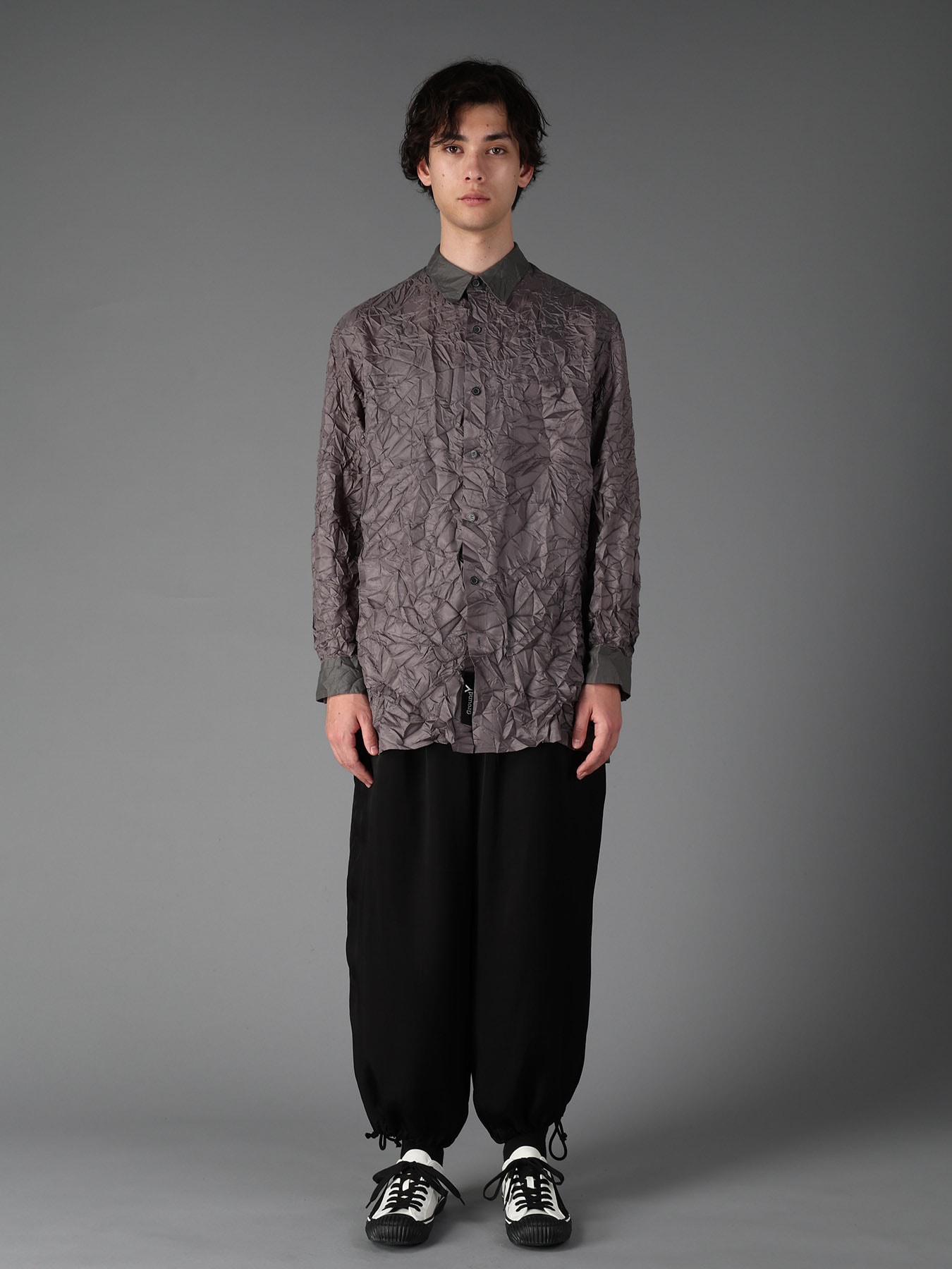 CRUSHED FABRIC LONG SLEEVE SHIRT