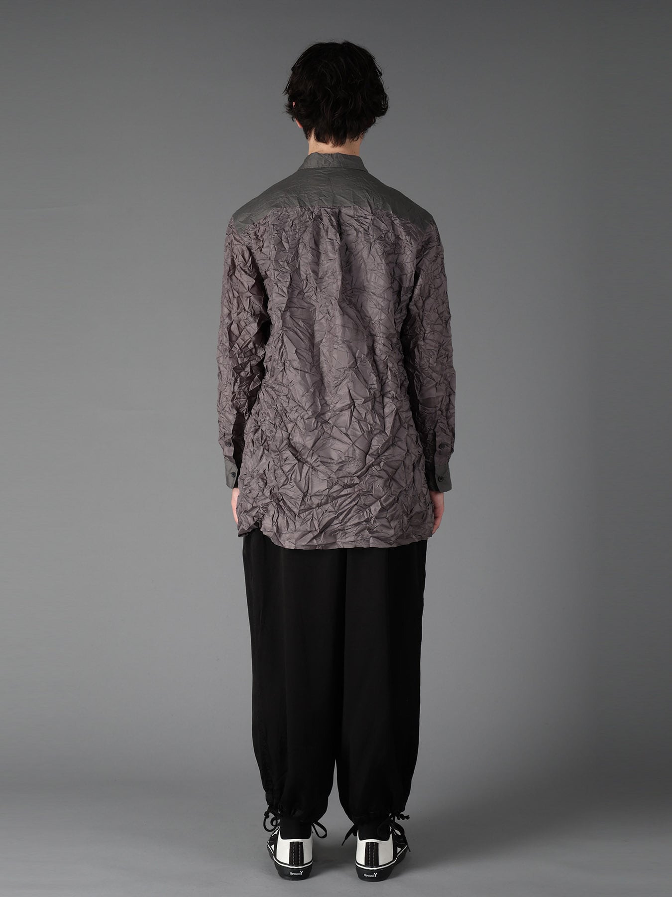 CRUSHED FABRIC LONG SLEEVE SHIRT