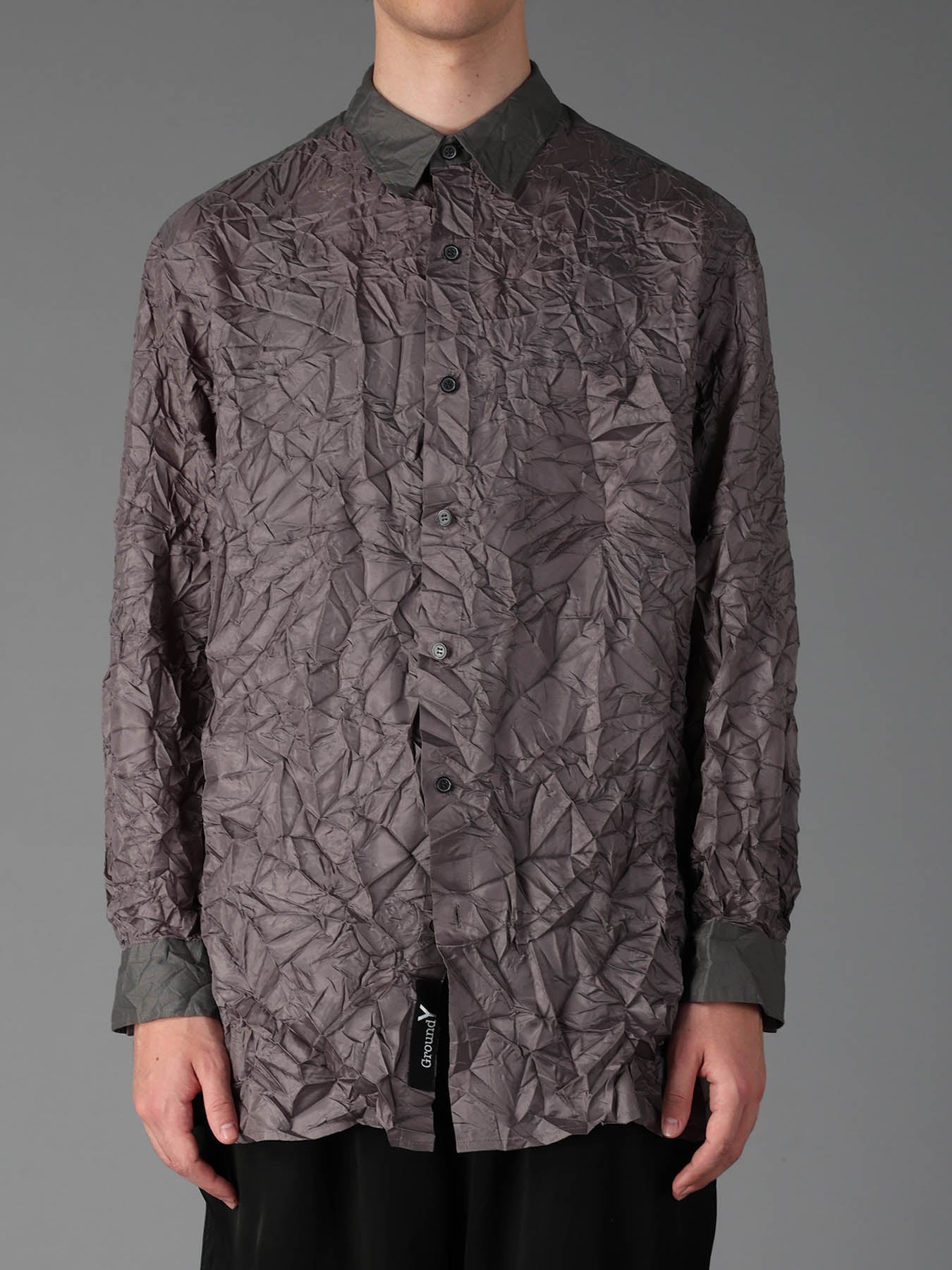 CRUSHED FABRIC LONG SLEEVE SHIRT