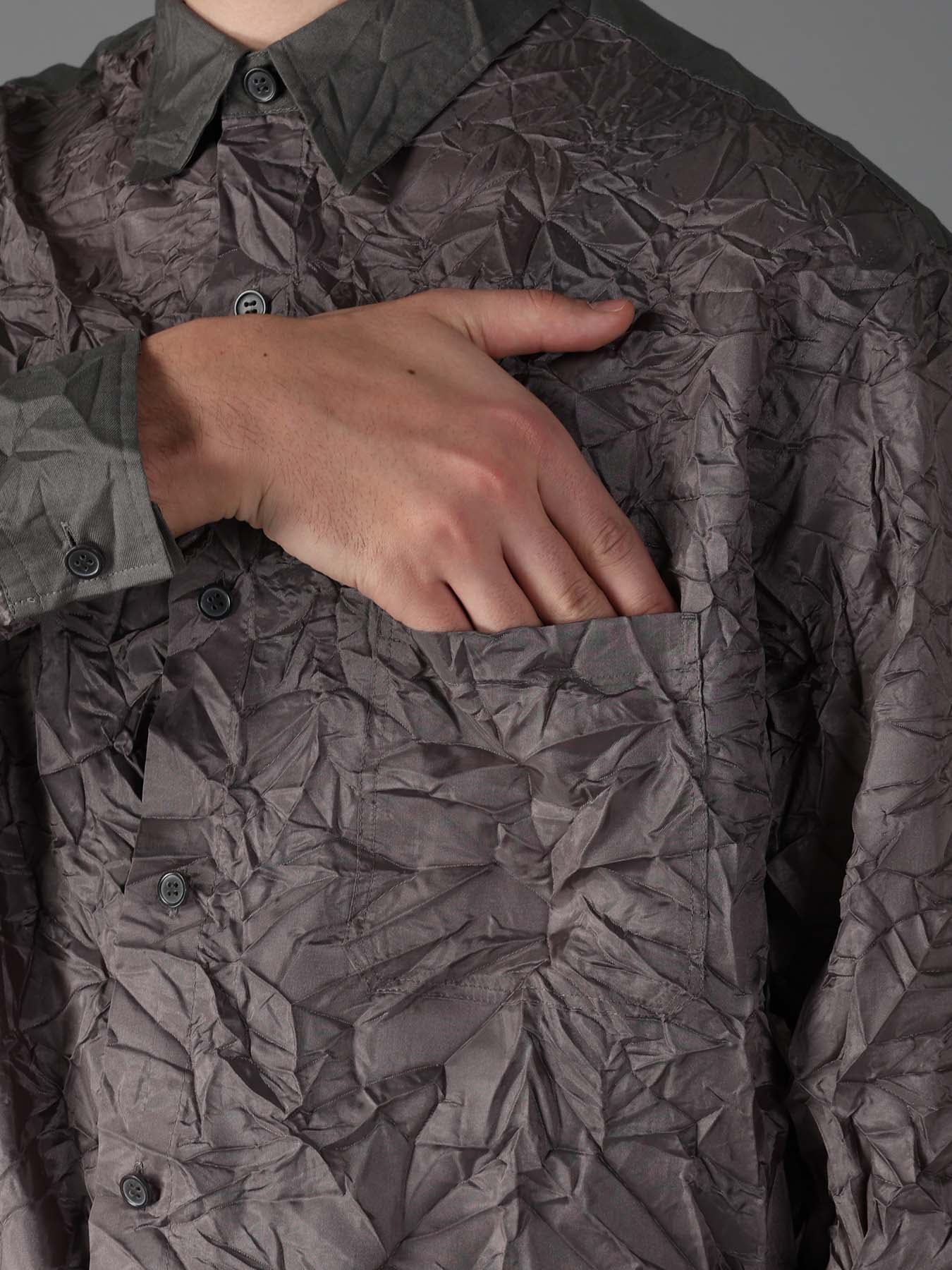 CRUSHED FABRIC LONG SLEEVE SHIRT