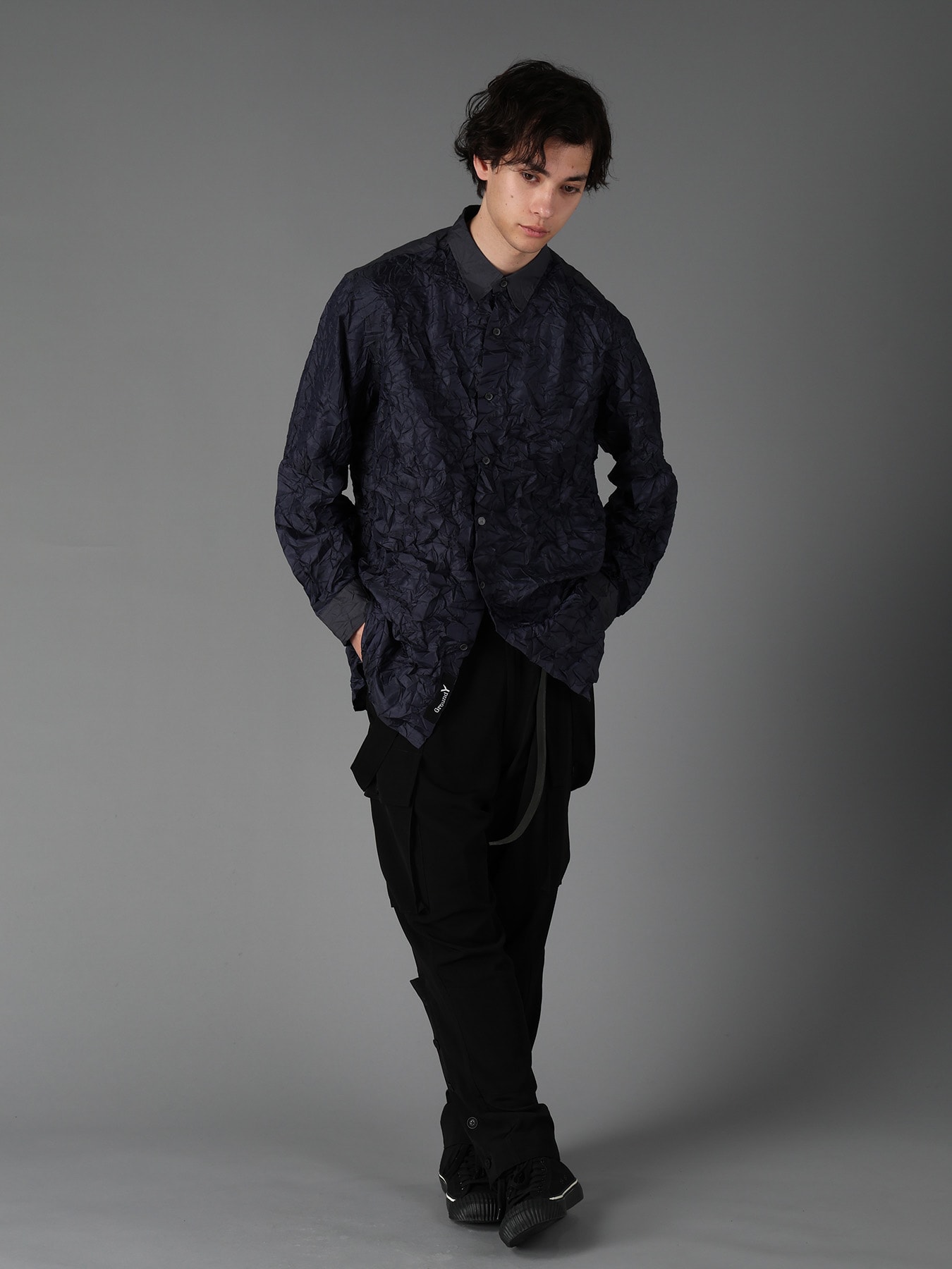 CRUSHED FABRIC LONG SLEEVE SHIRT
