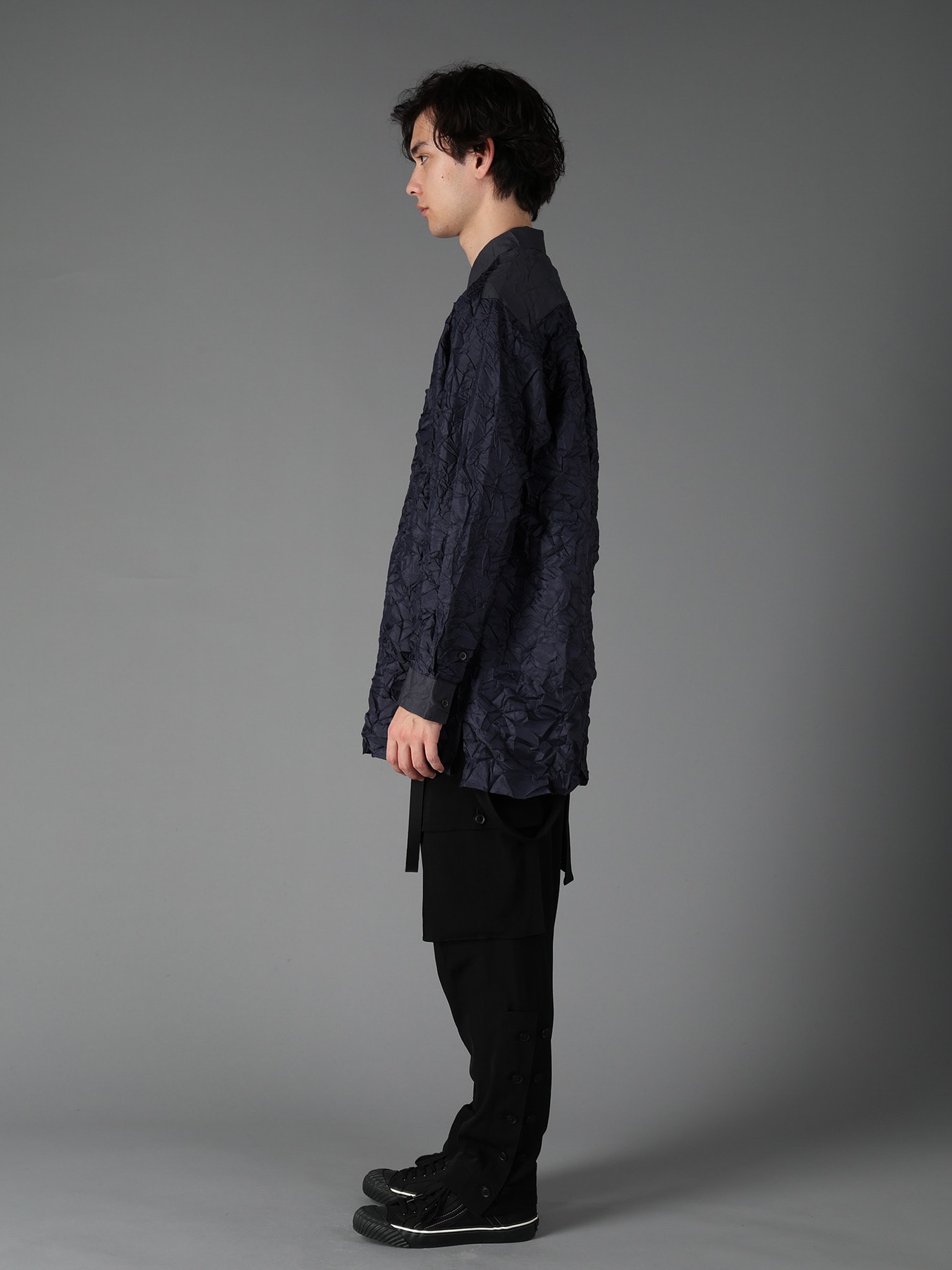 CRUSHED FABRIC LONG SLEEVE SHIRT