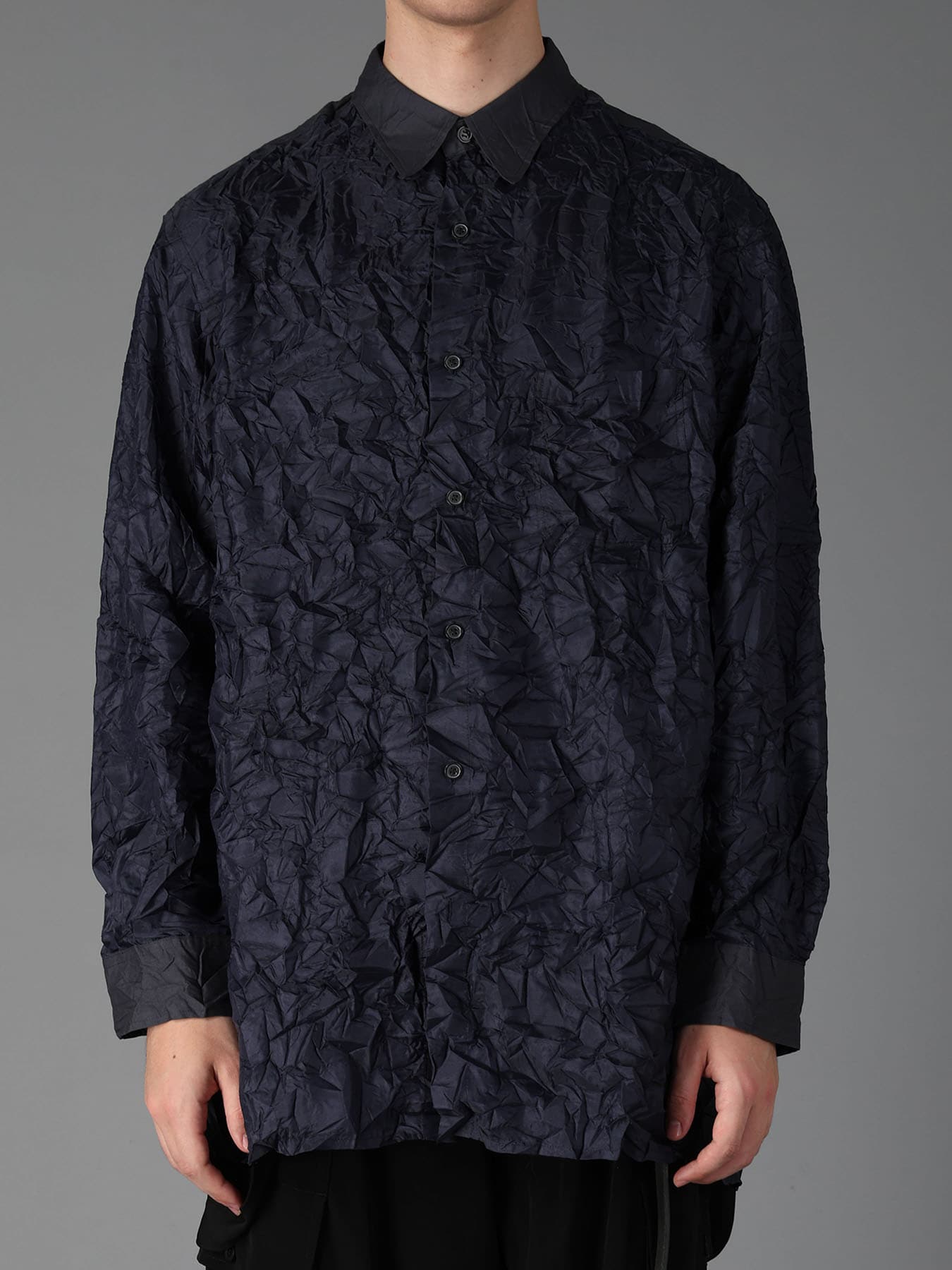 CRUSHED FABRIC LONG SLEEVE SHIRT