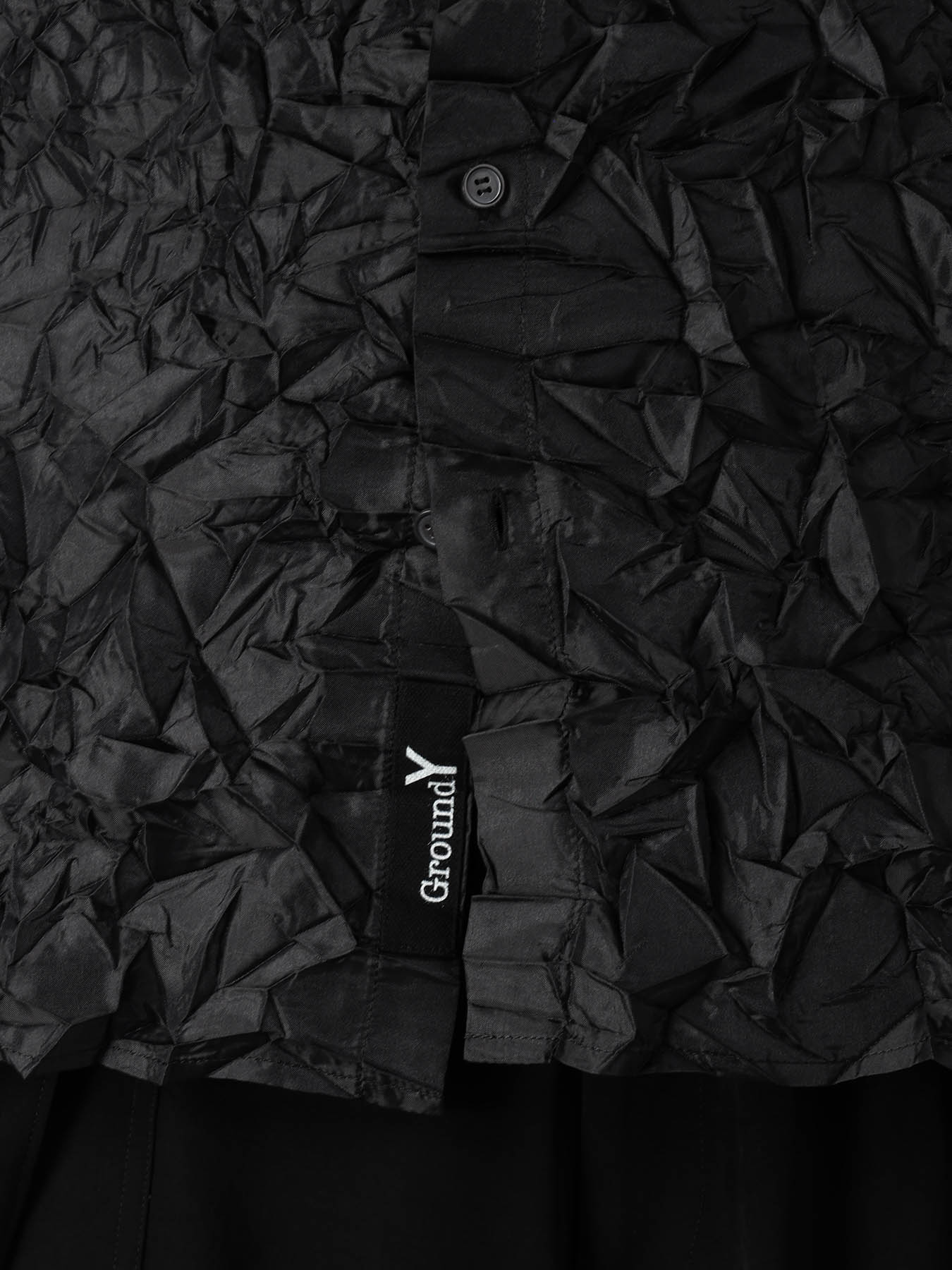 CRUSHED FABRIC LONG SLEEVE SHIRT-BLACK