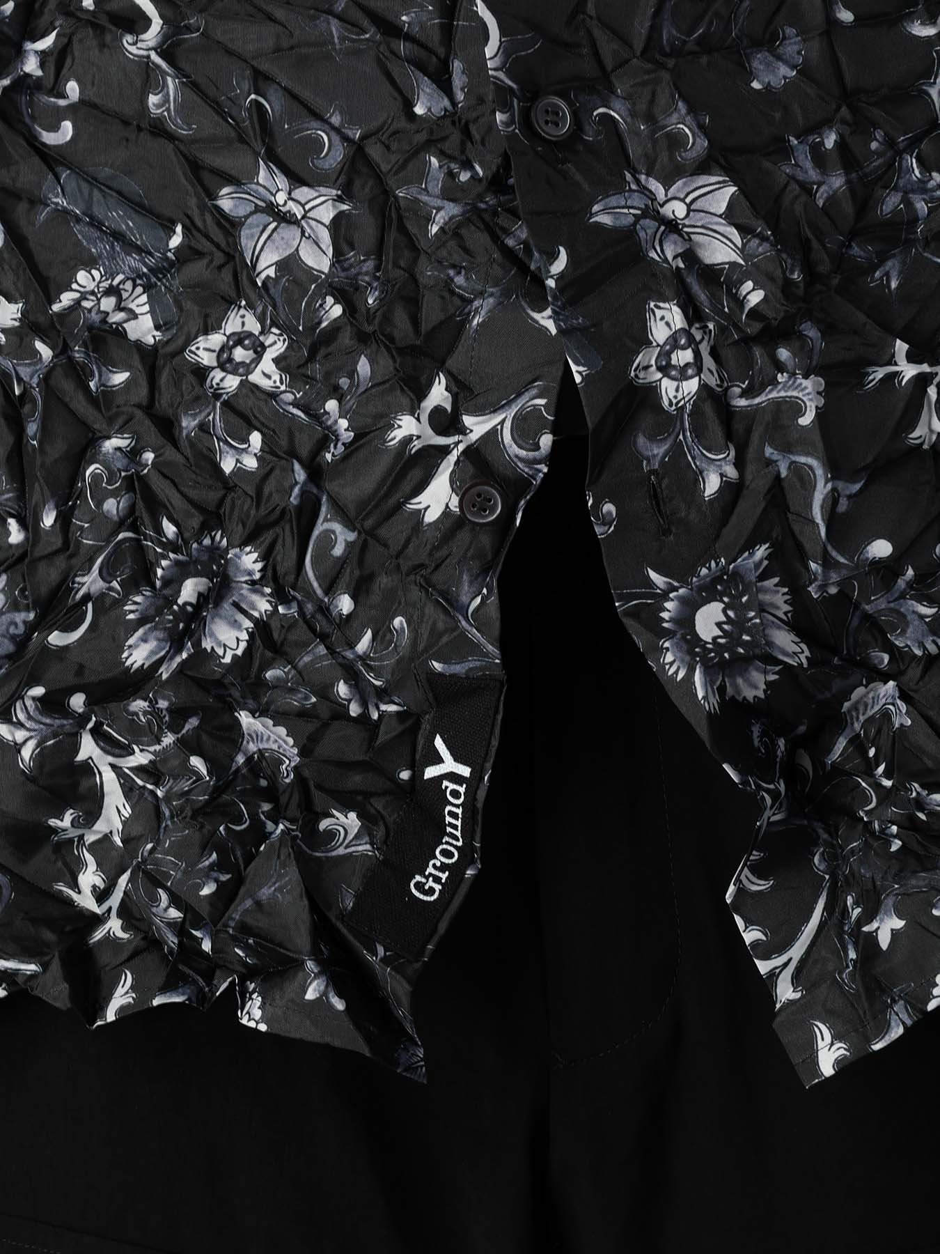 CRUSHED FABRIC BOTANICAL ARABESQUE PRINT SHIRT