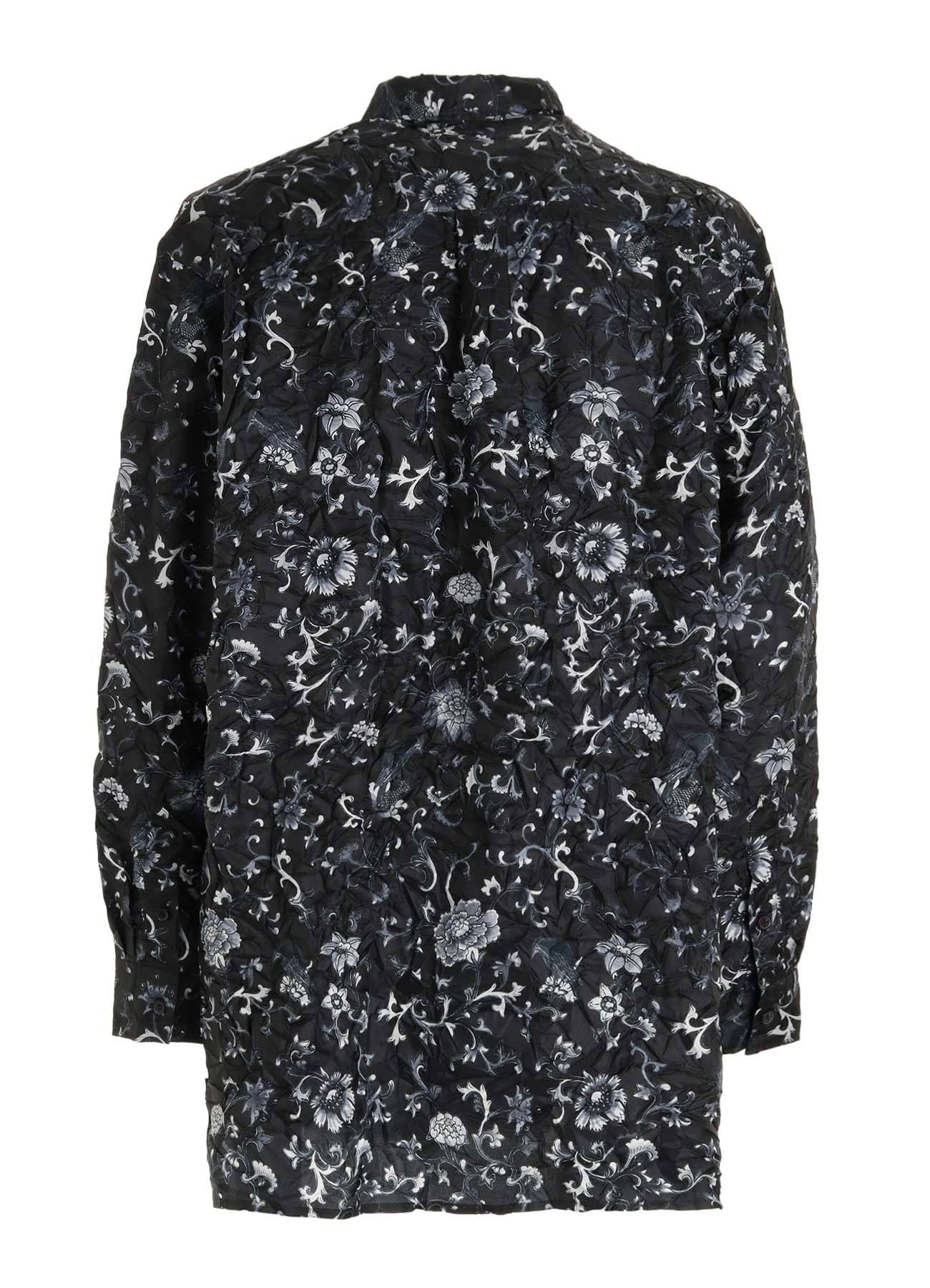 CRUSHED FABRIC BOTANICAL ARABESQUE PRINT SHIRT