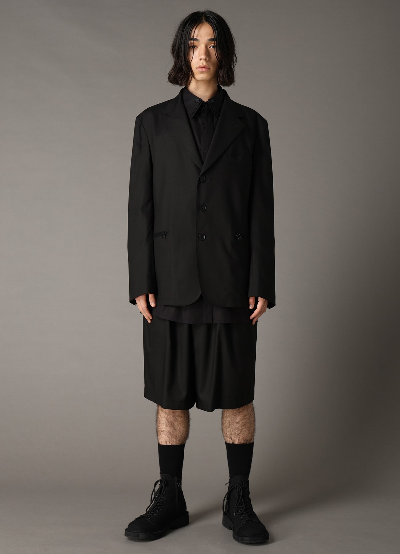 TR TWILL 3-BUTTON ZIP POCKET TAILORED JACKET