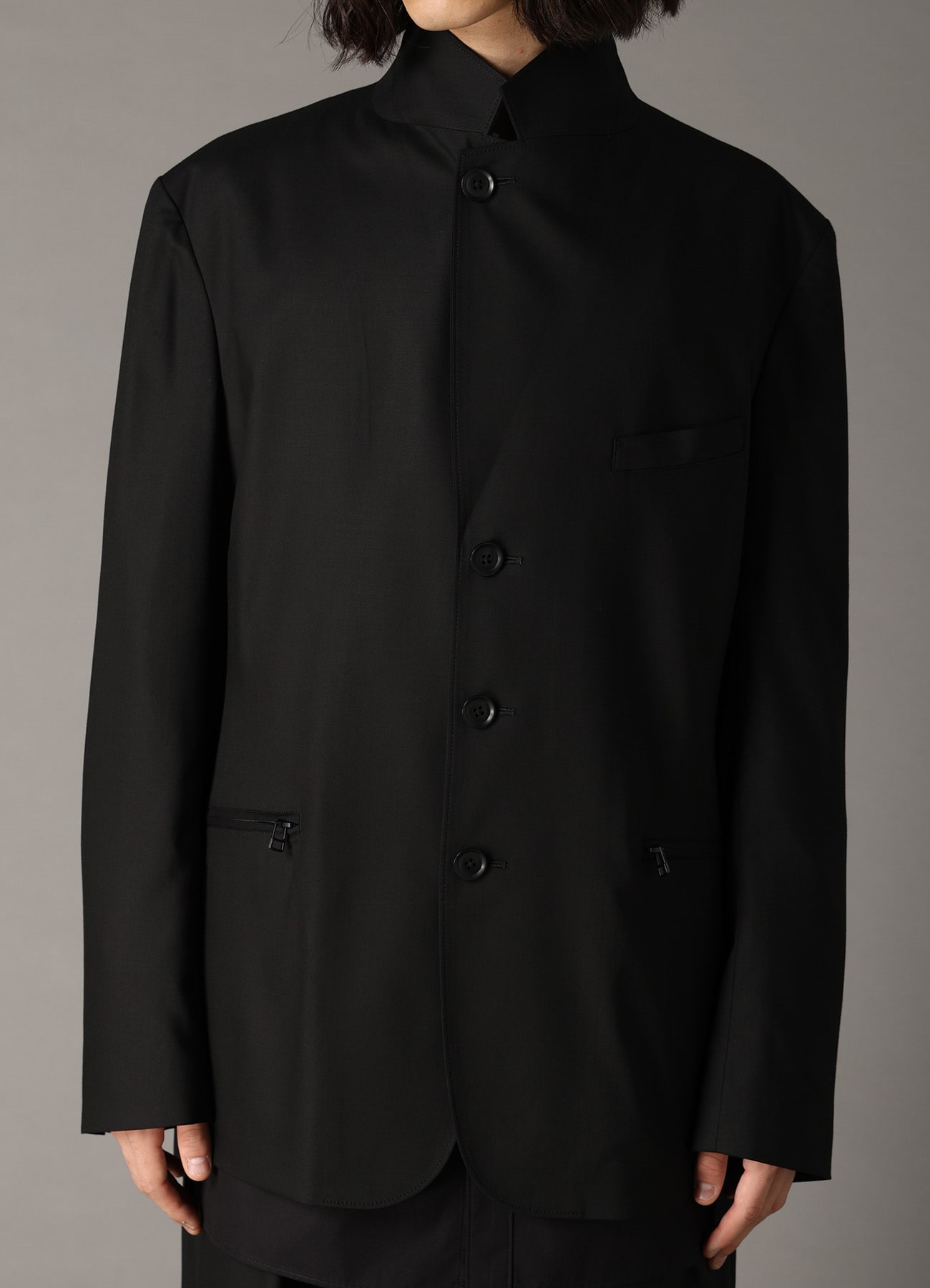 TR TWILL 3-BUTTON ZIP POCKET TAILORED JACKET
