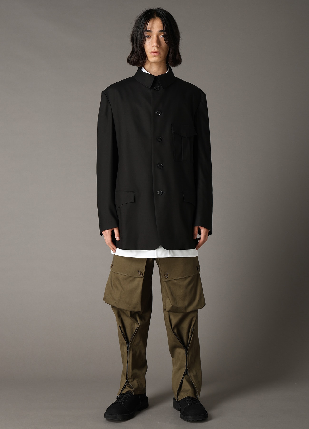 TR TWILL STAND COLLAR GUSSET POCKET JACKET