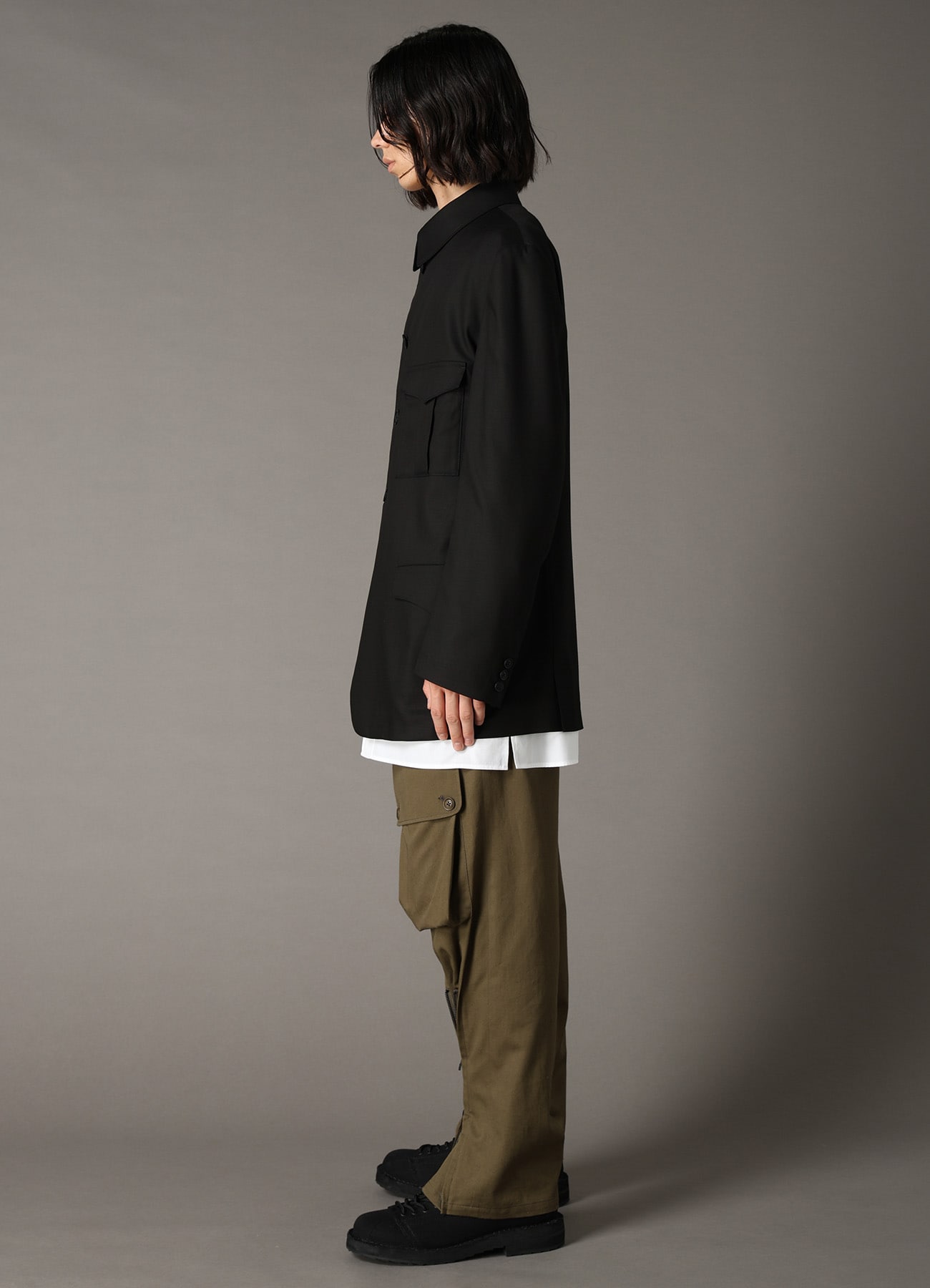 TR TWILL STAND COLLAR GUSSET POCKET JACKET