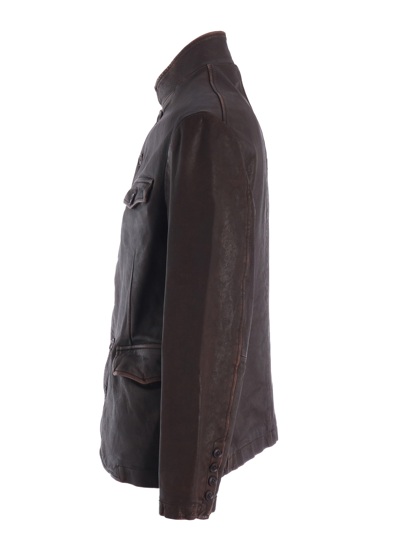 SHEEP LEATHER STAND COLLAR JACKET