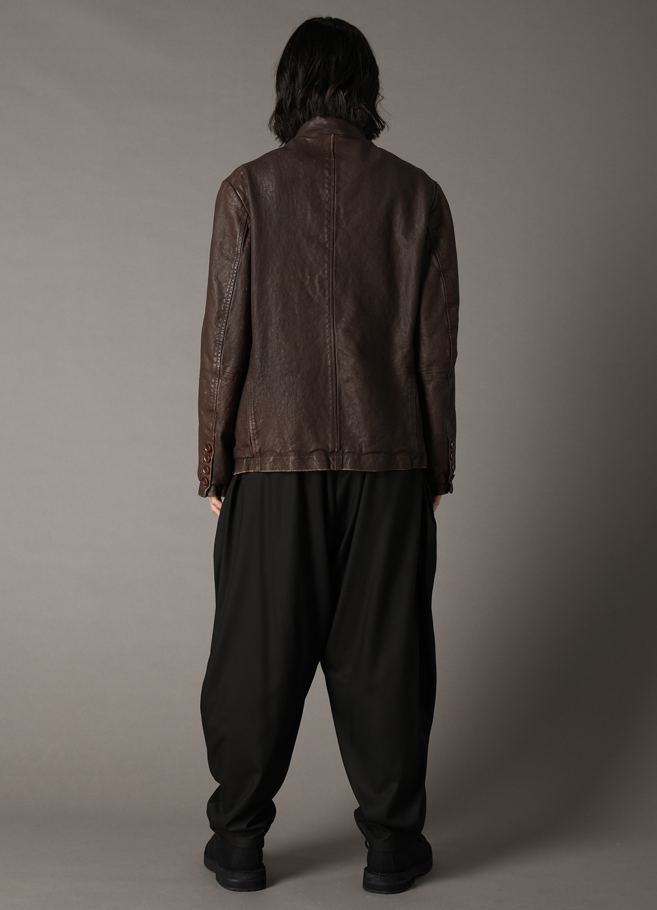 SHEEP LEATHER STAND COLLAR JACKET