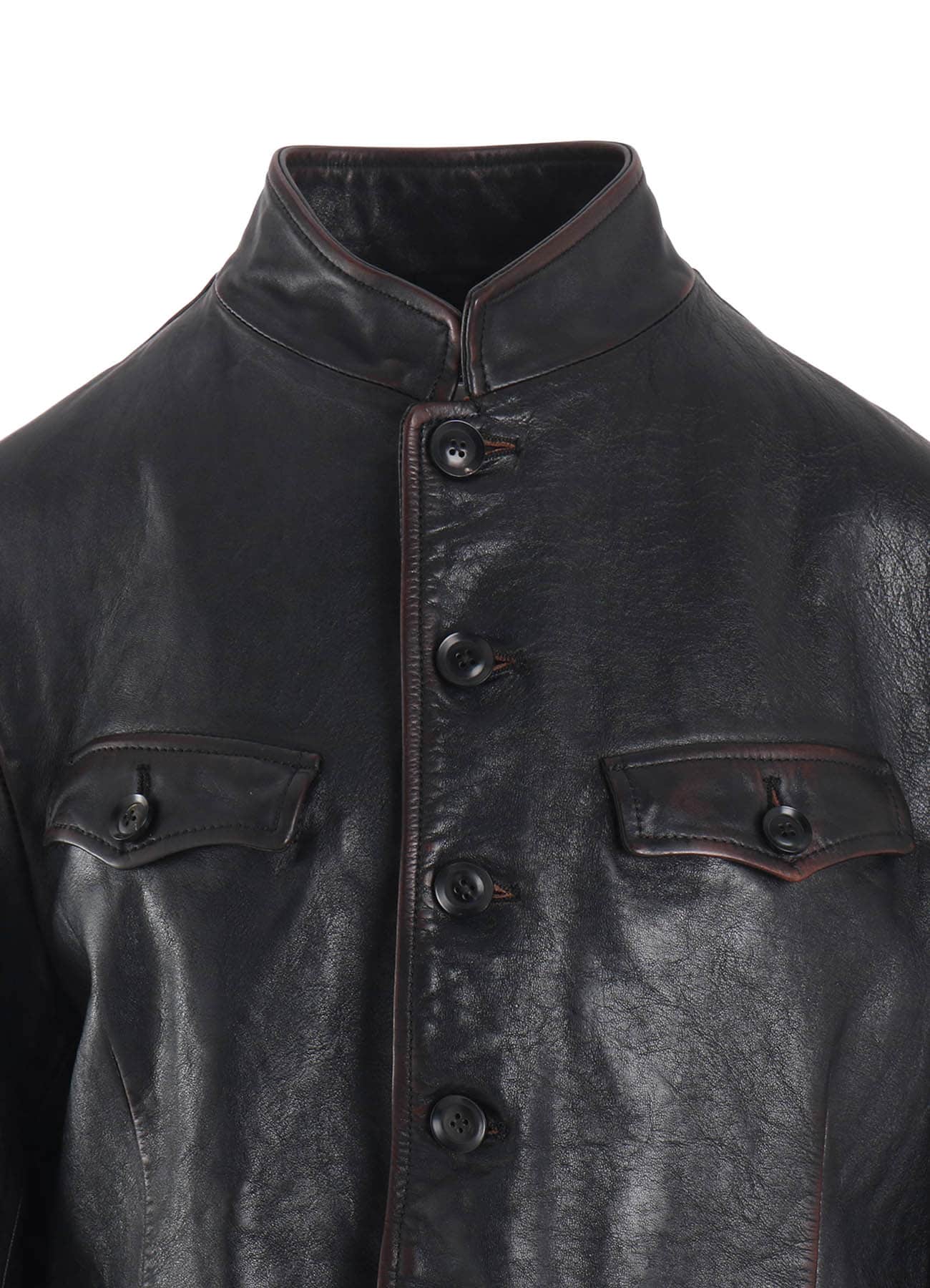 HORSE LEATHER STAND COLLAR JACKET