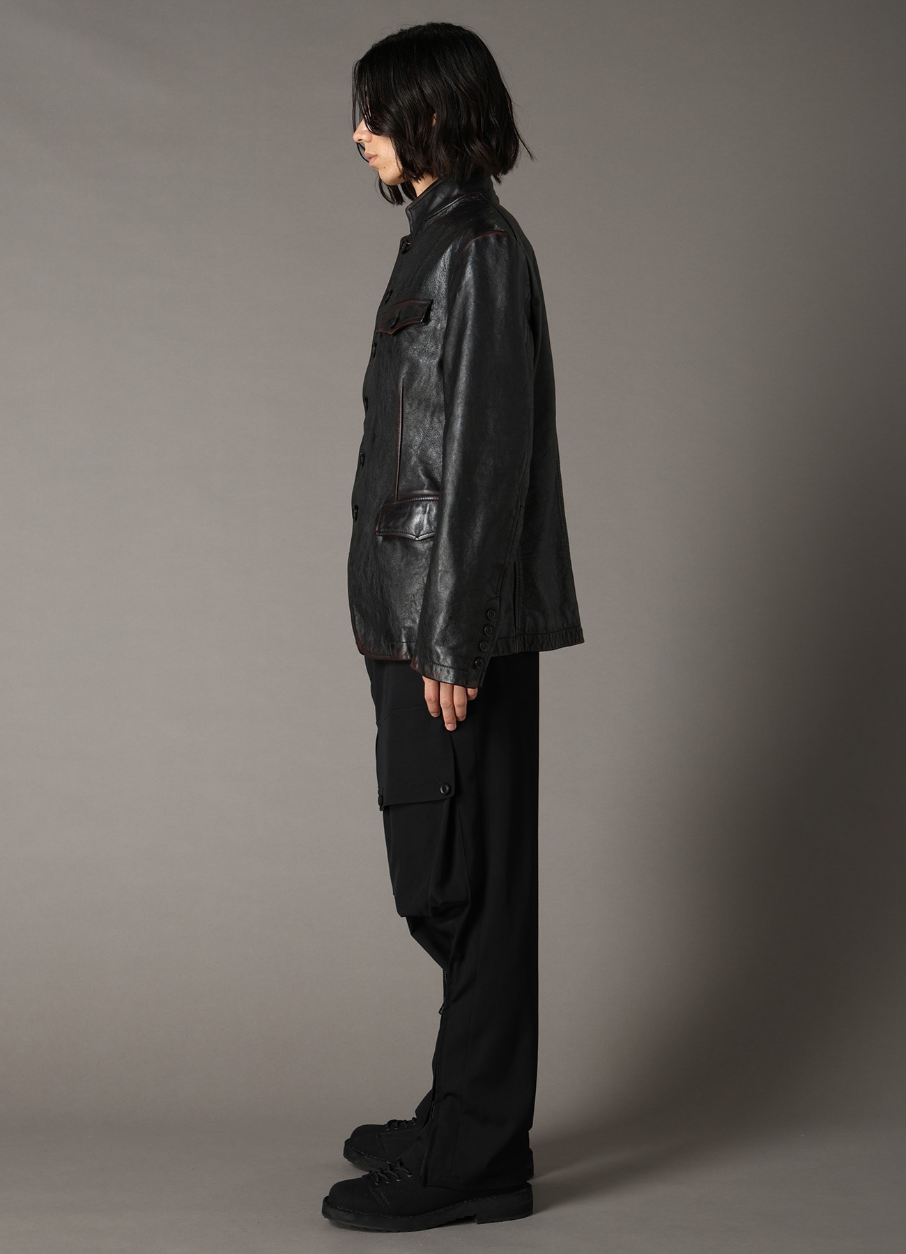 HORSE LEATHER STAND COLLAR JACKET