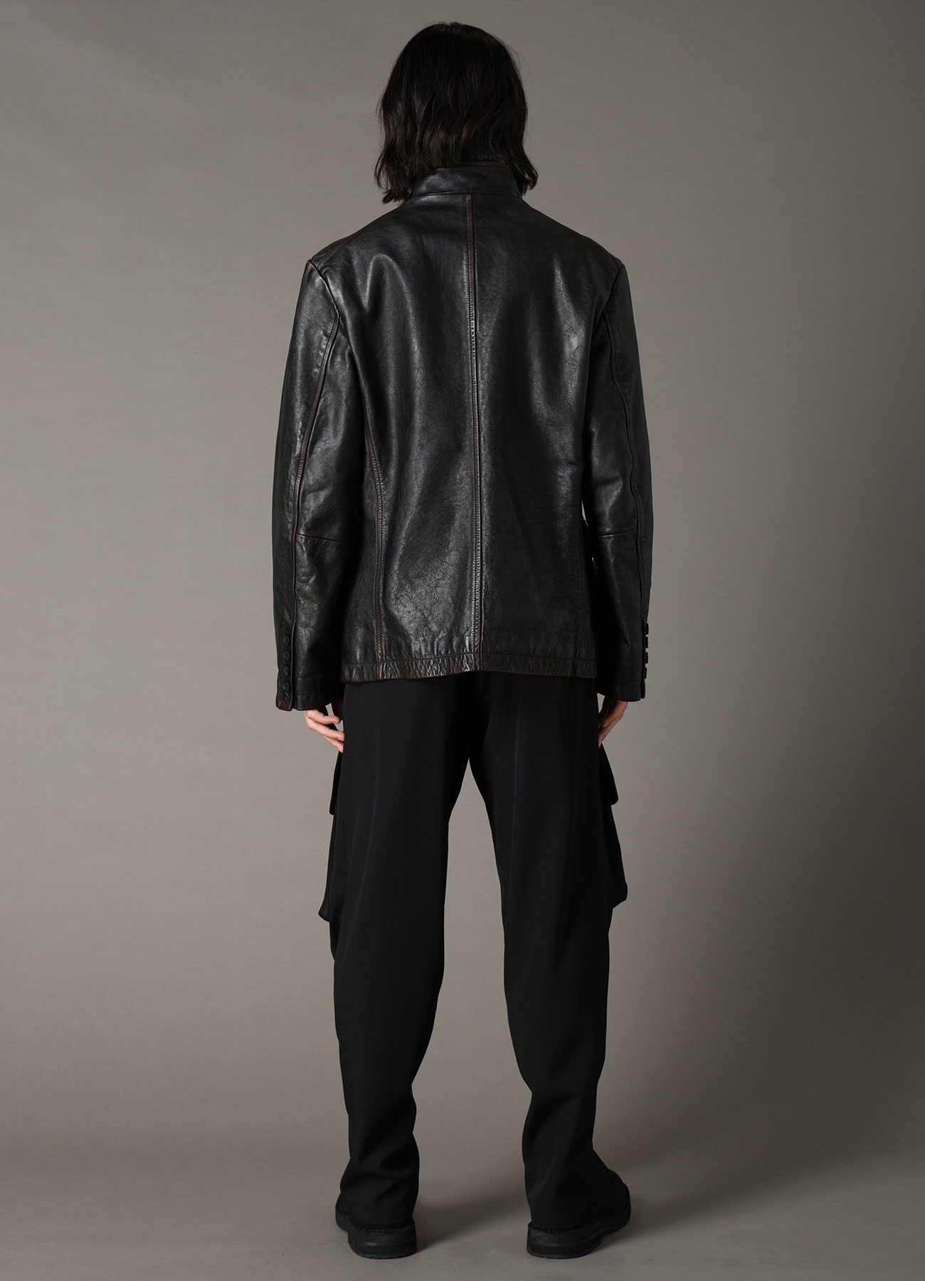 HORSE LEATHER STAND COLLAR JACKET