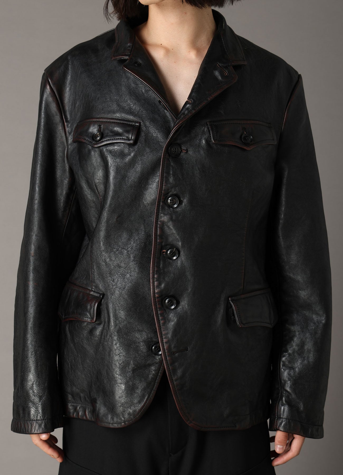 HORSE LEATHER STAND COLLAR JACKET