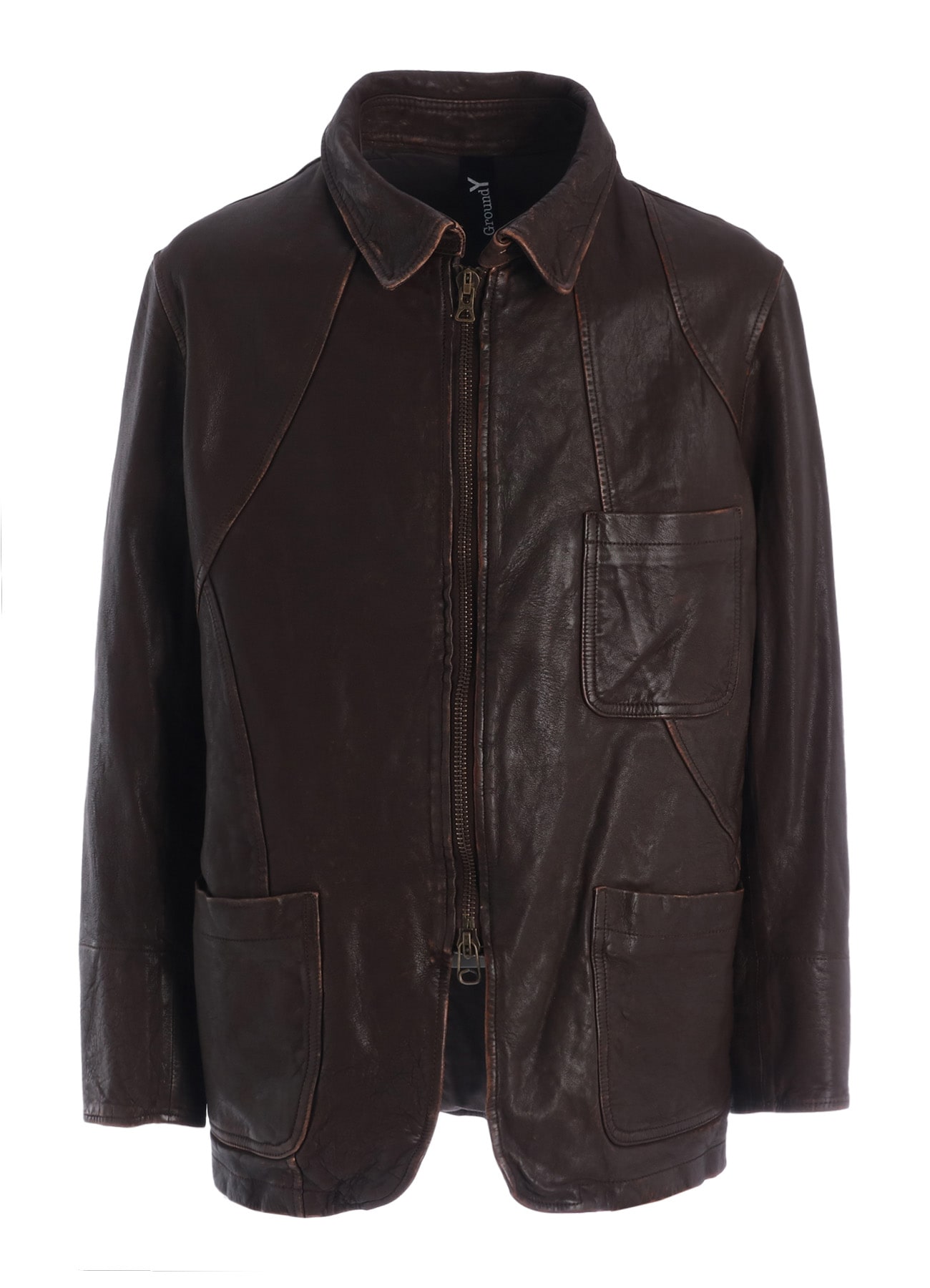 SHEEP LEATHER FRONT OPEN PANAL JACKET