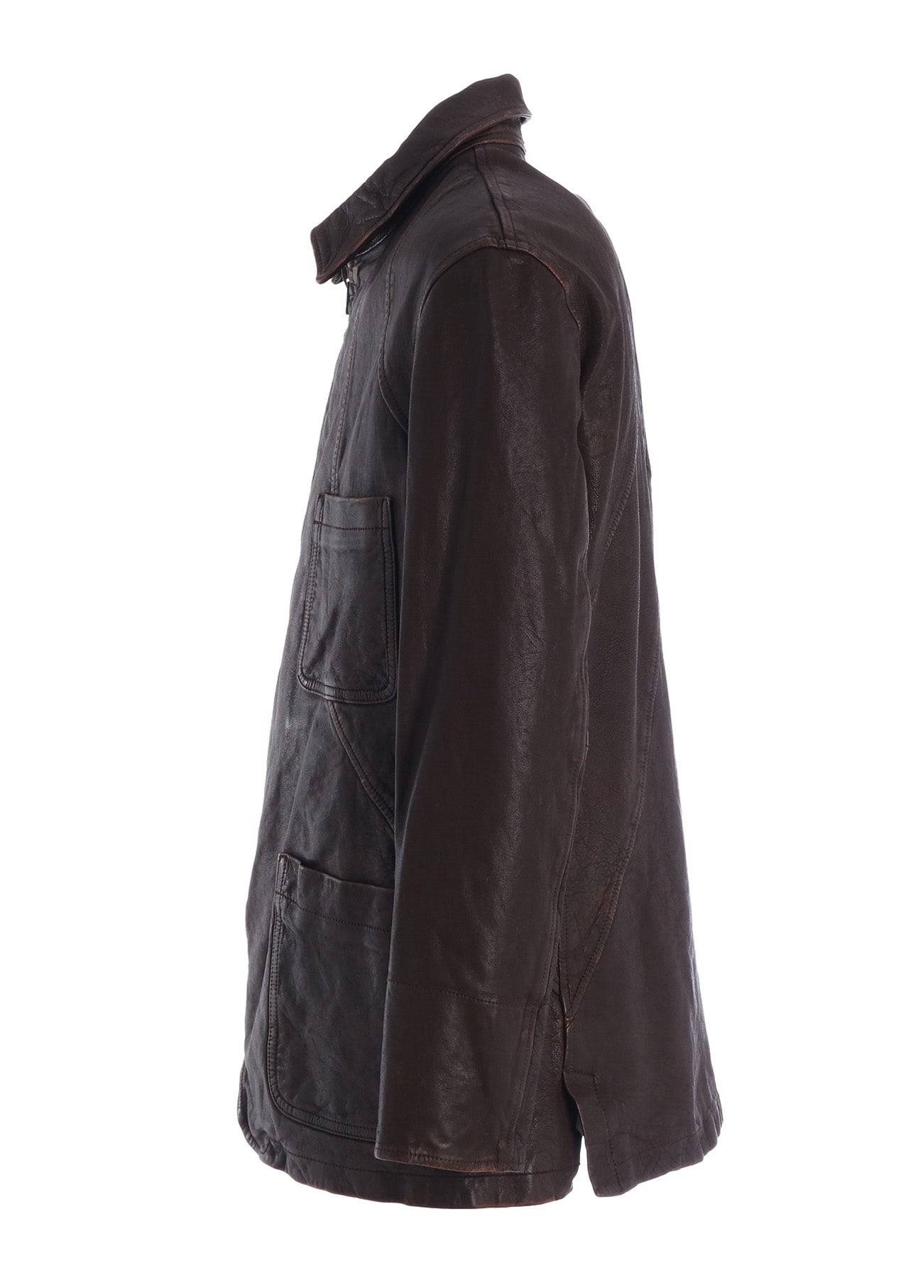 SHEEP LEATHER FRONT OPEN PANAL JACKET