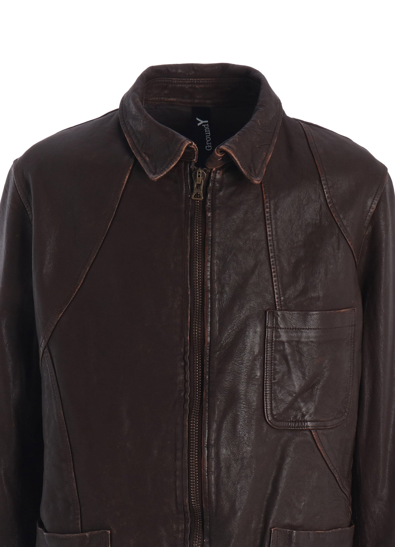 SHEEP LEATHER FRONT OPEN PANAL JACKET