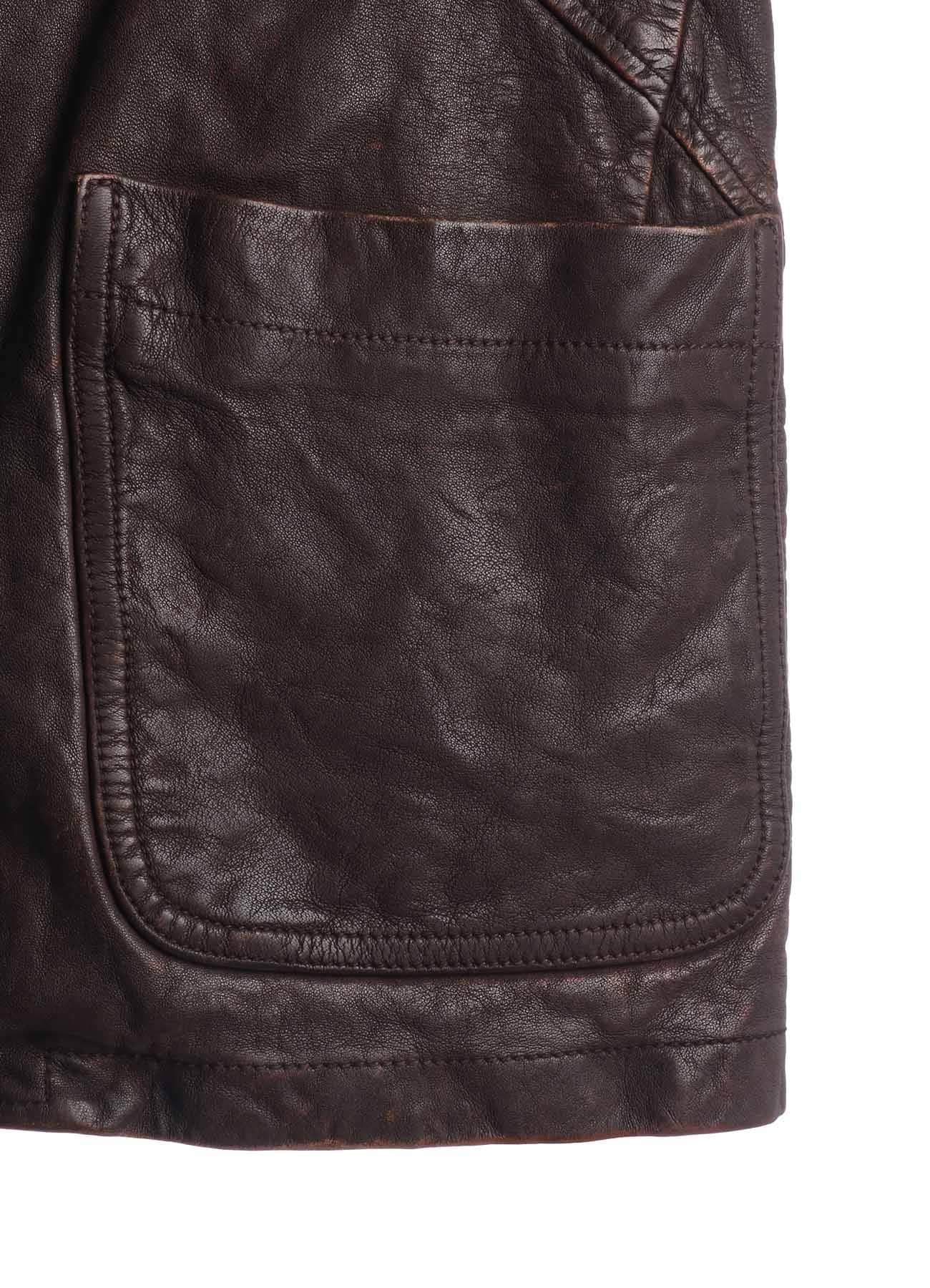 SHEEP LEATHER FRONT OPEN PANAL JACKET