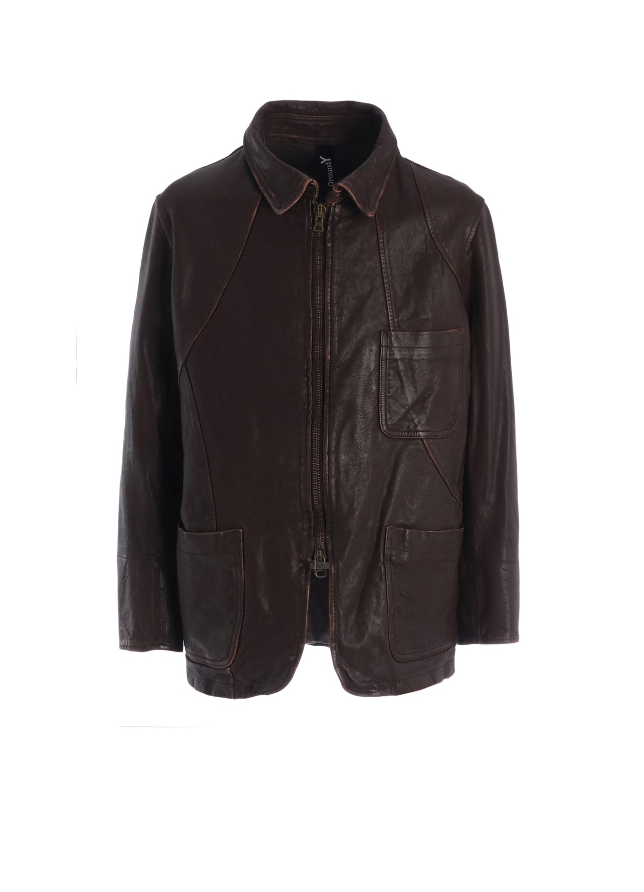 SHEEP LEATHER FRONT OPEN PANAL JACKET