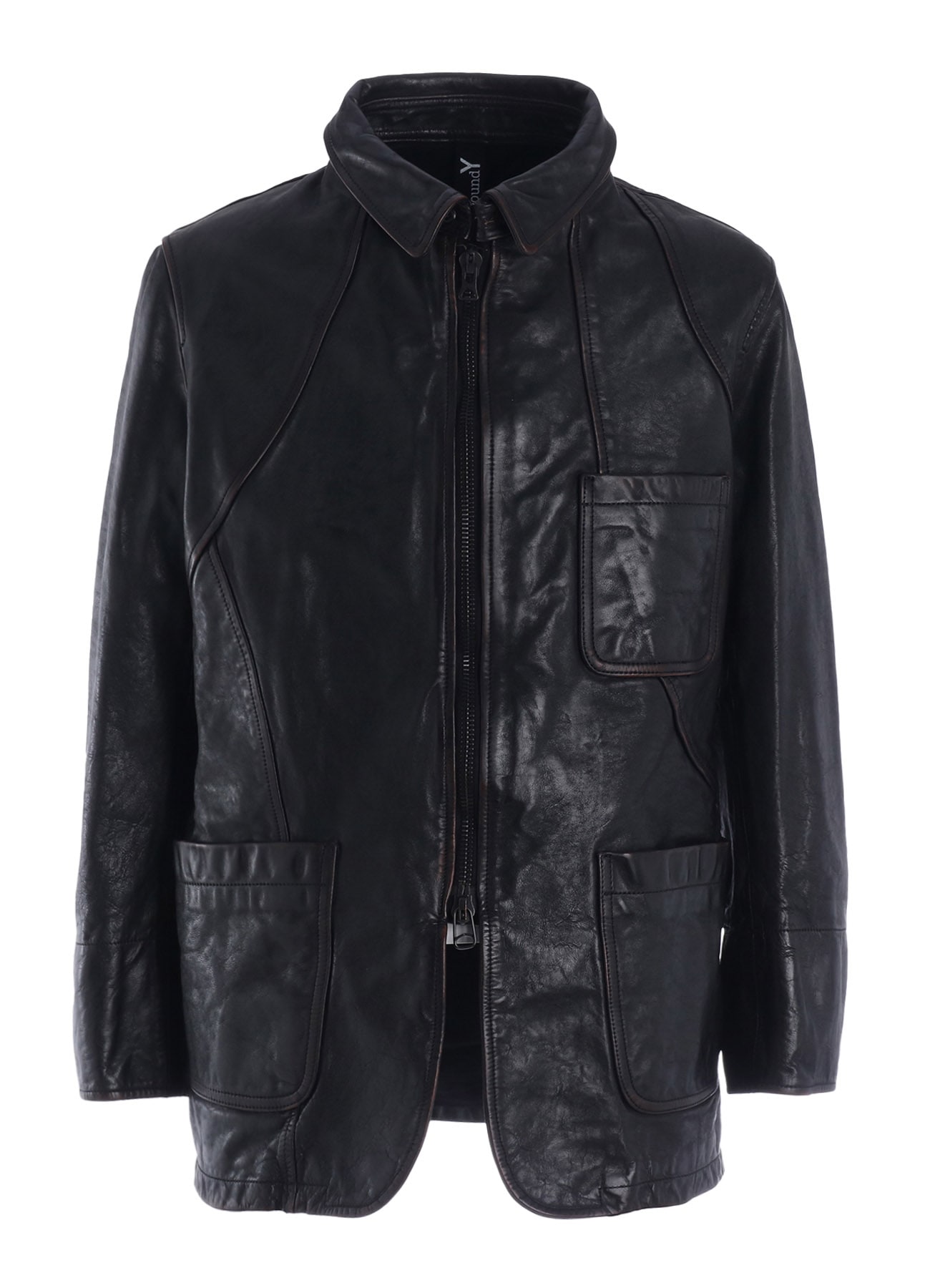 HORSE LEATHER FRONT OPEN PANAL JACKET