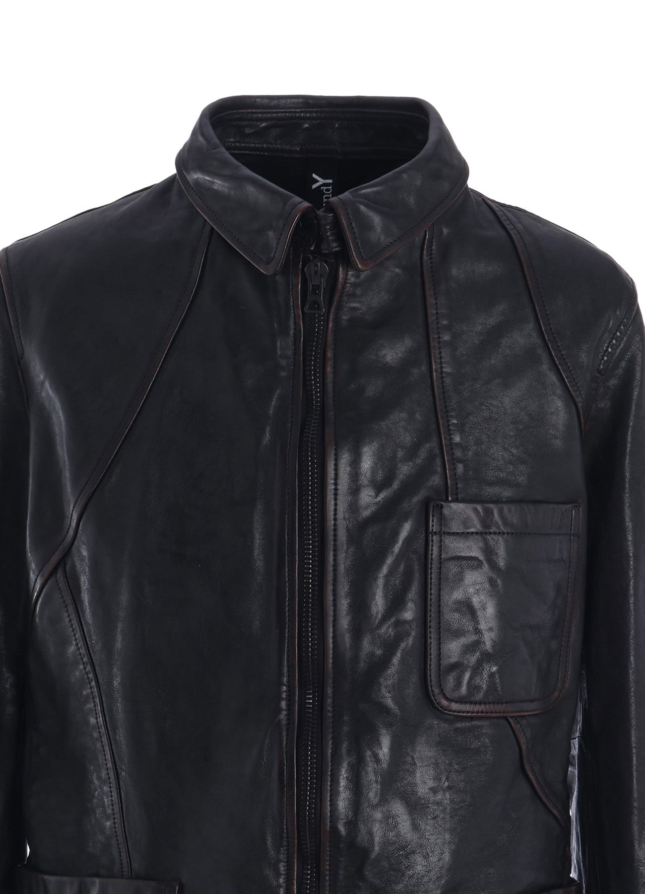 HORSE LEATHER FRONT OPEN PANAL JACKET