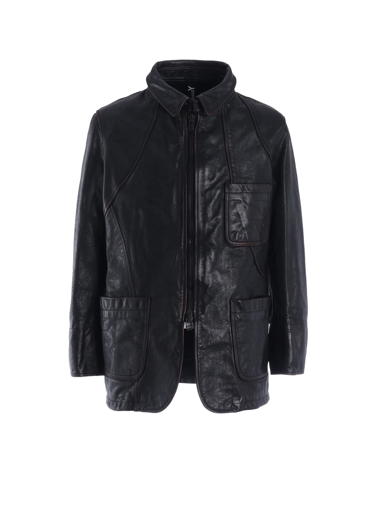 HORSE LEATHER FRONT OPEN PANAL JACKET