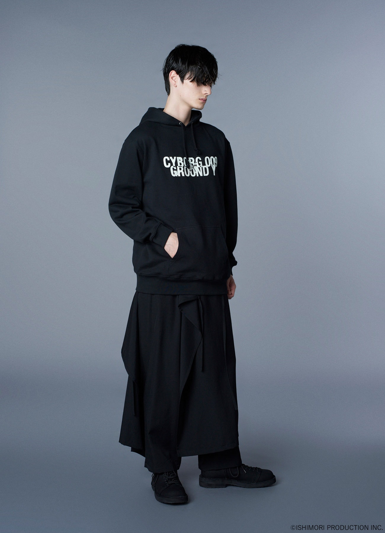 【11/15 12:00 Release】Ground Y×CYBORG 009 60th CYBORG 009 & DR.YY NEWLY DRAWN SILHOUETTE HOODIE