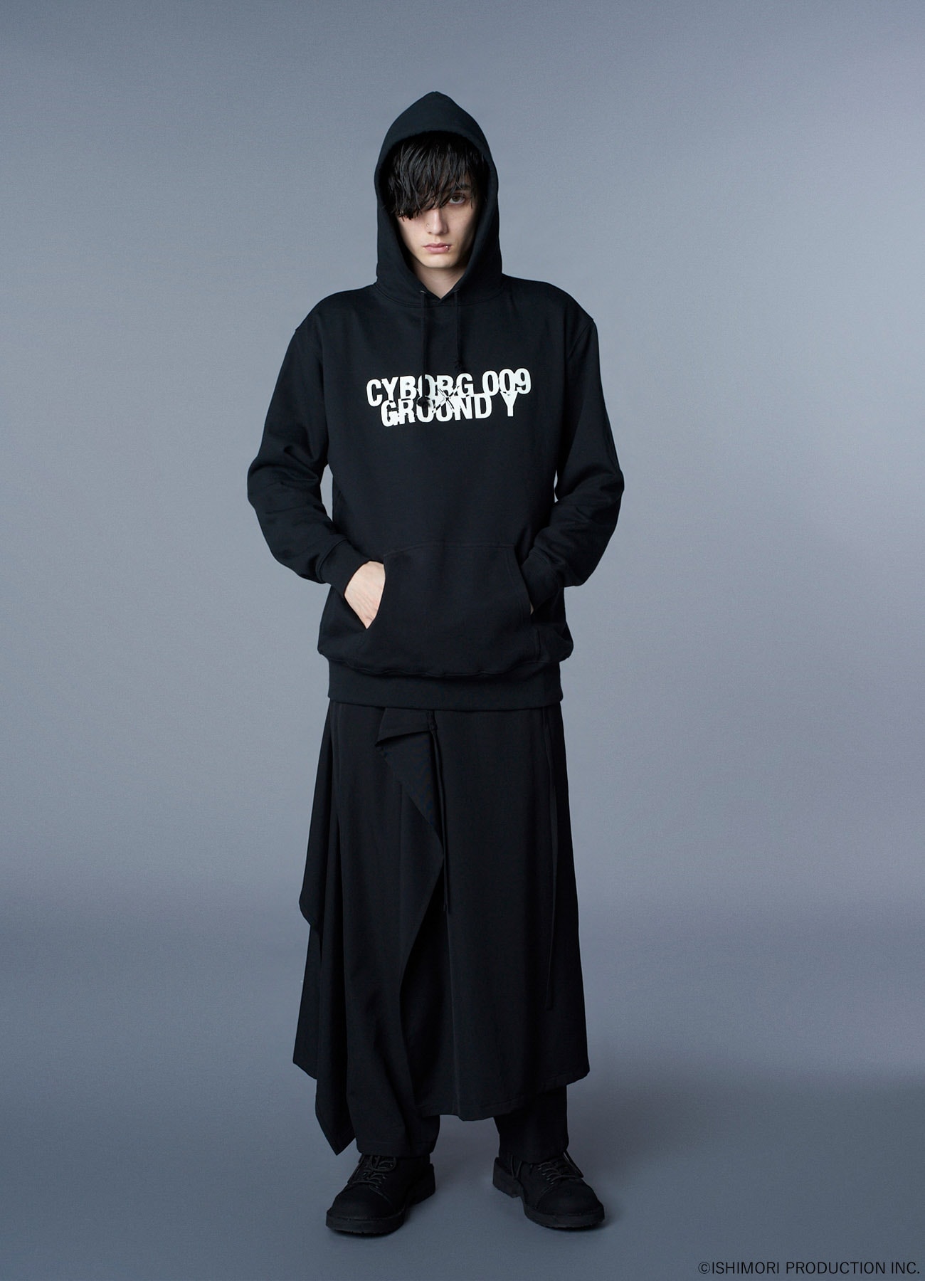 【11/15 12:00 Release】Ground Y×CYBORG 009 60th CYBORG 009 & DR.YY NEWLY DRAWN SILHOUETTE HOODIE