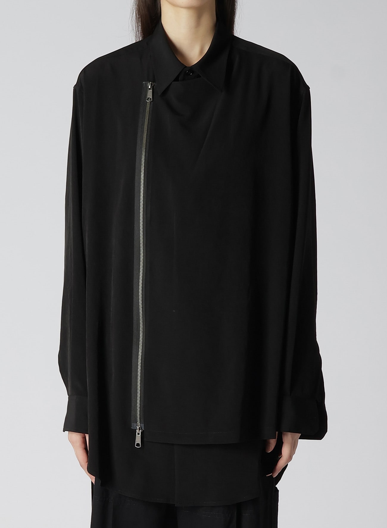 TRIACETATE/POLYESTER CREPE de CHINE LEFT DOUBLE LAYERED SHIRT